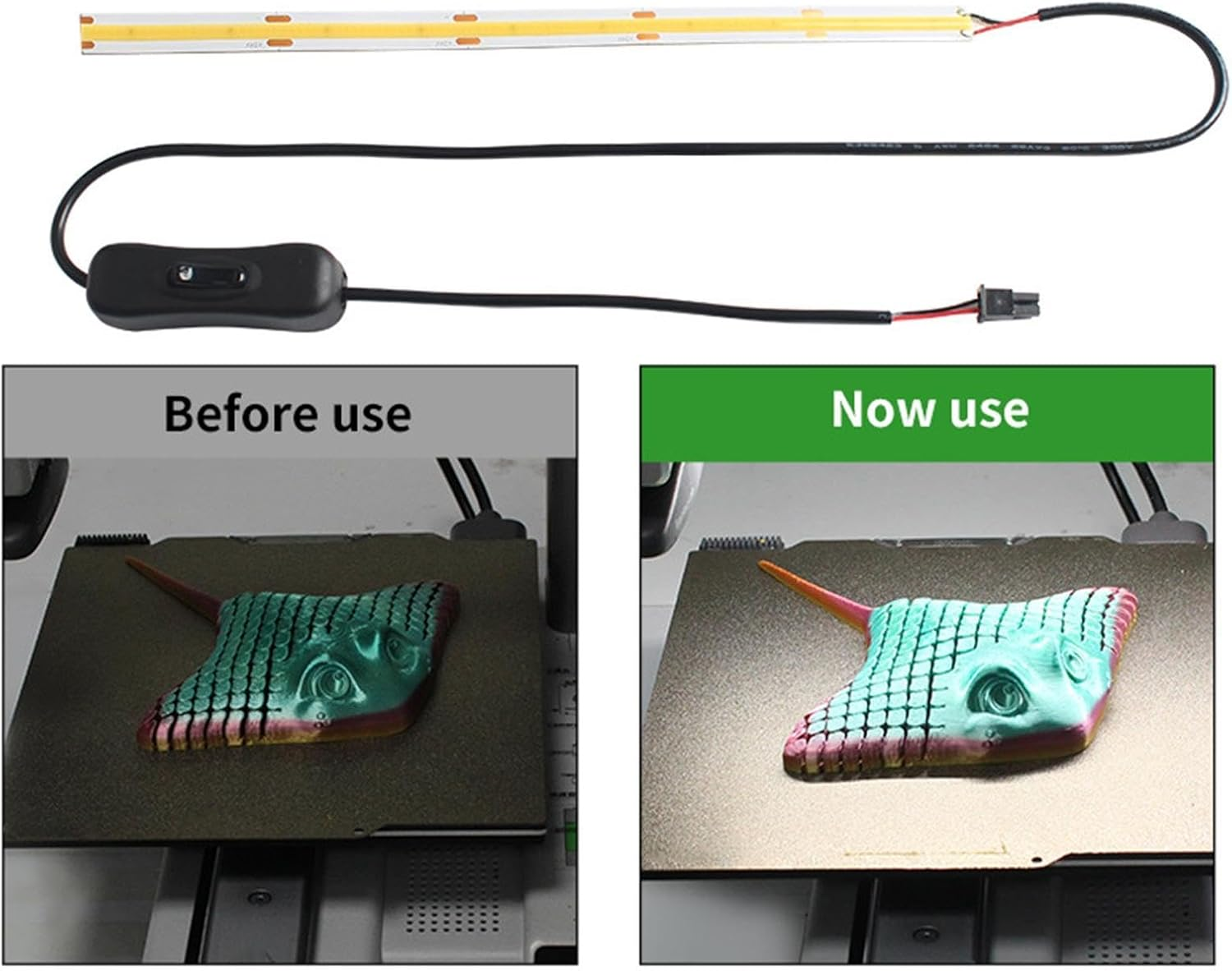 3D Printer 24V Light Led Strip with Cable Ties Replaces,Easy to Install Spare Light Led Strip Kit, 3D Printer Part Lamp Strip, 36Cm for A1 image number 4