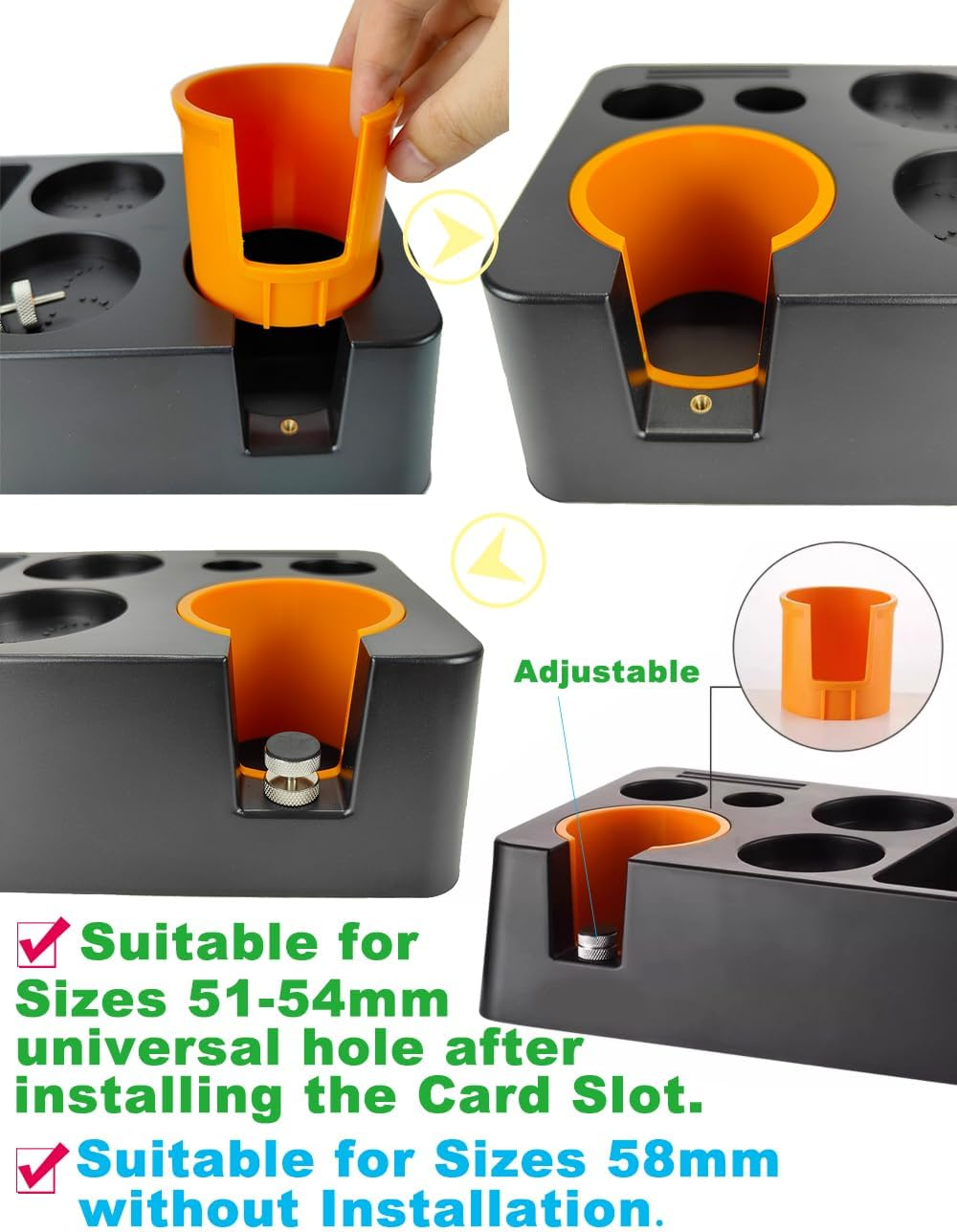 Espresso Coffee Knock Box Organizer for Storage 51 54 58Mm Portafilter Holder Distributor Tamper Puck Screen, Detachable Dump Bin Coffee Accessories Container for Coffee Bar Tamping Station Base Stand image number 5