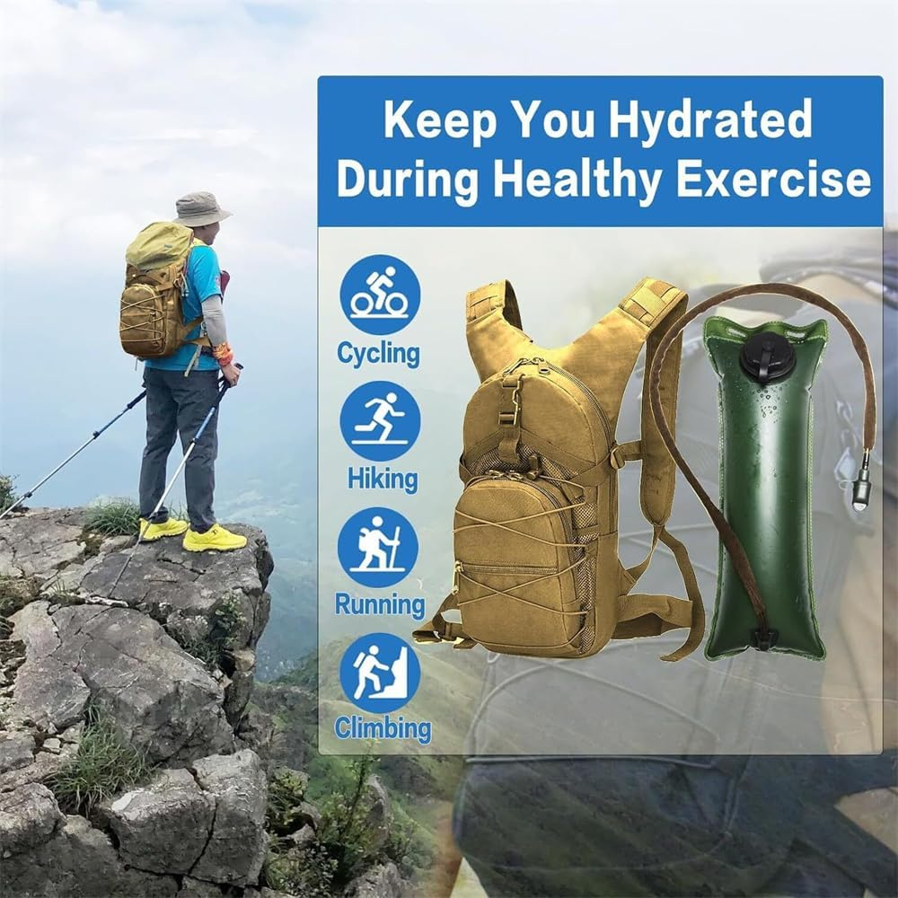 3L Water Bladder Bag Tactical Military Hiking Cycling Hydration Backpack Outdoor image number 4