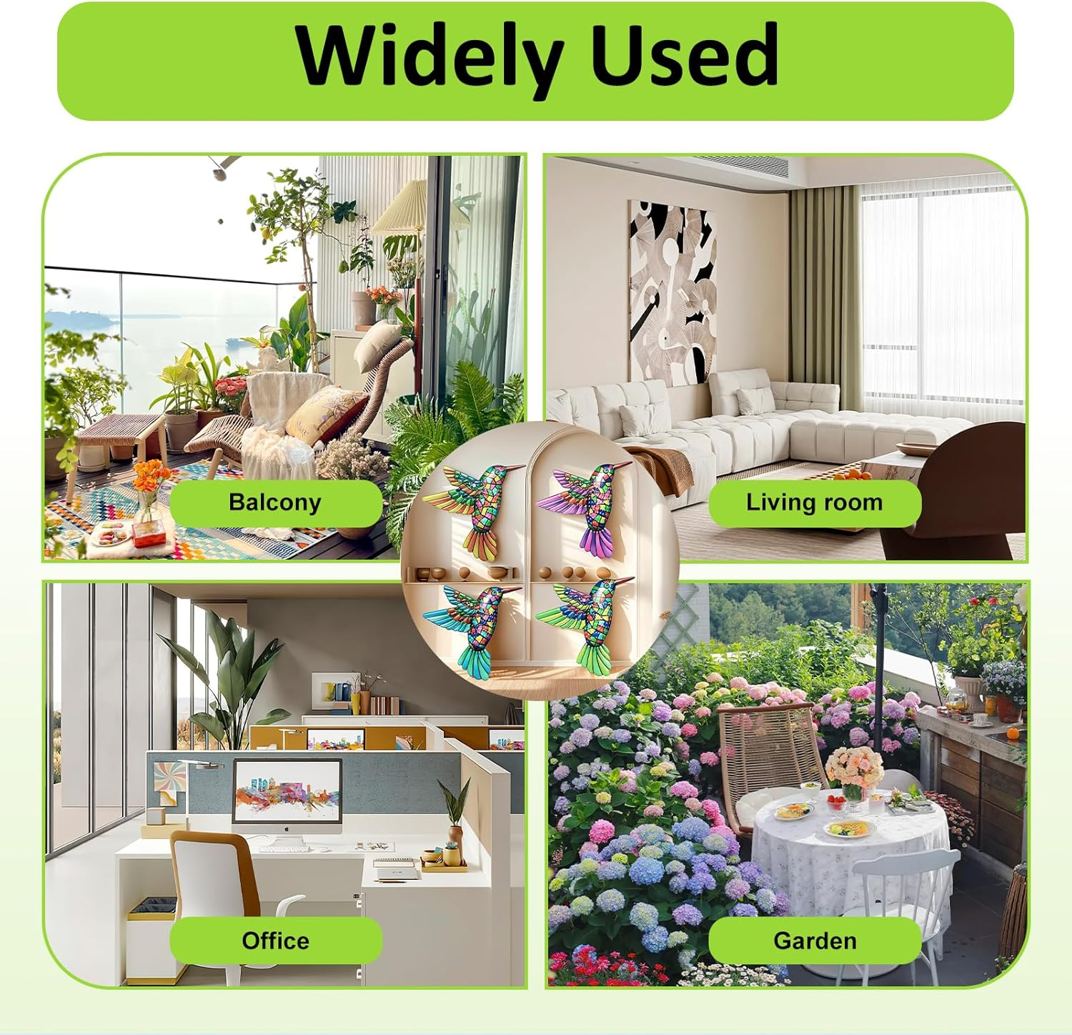 Kiki Fancy 4-Piece Hummingbird Metal Garden Wall Art Decorations - Outdoor Garden Fence Decorations Wall Ornaments for Fence, Yard Patio image number 5