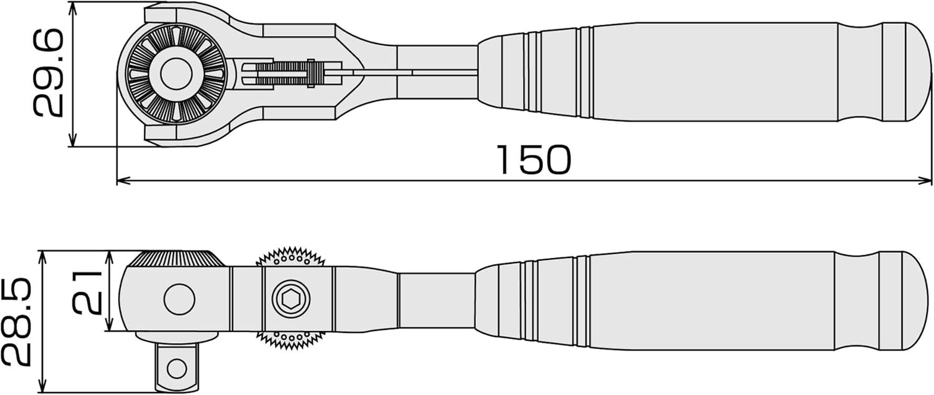 TONE Short Swivel Ratchet Handle (Hold Type) RH2VHS Drive 0.25 Inch (6.35 Mm) (1/4 Inch) image number 6