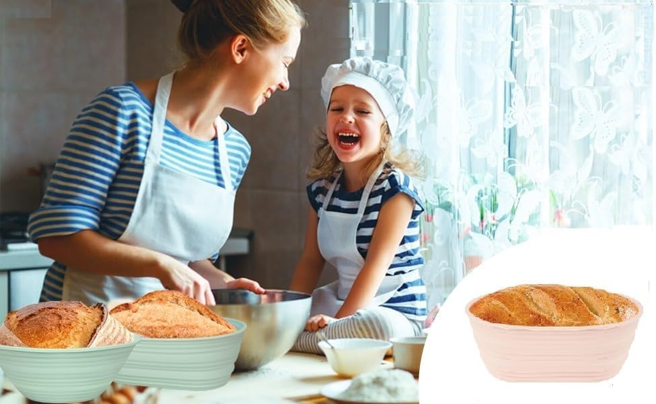 2Pcs Silicone Bread Proofing Basket (Oval 2), Oval Foldable Sourdough Bread, Baking Supplies, Dough Proofing Bowl Containers, Collapsible Bread Bowl image number 4