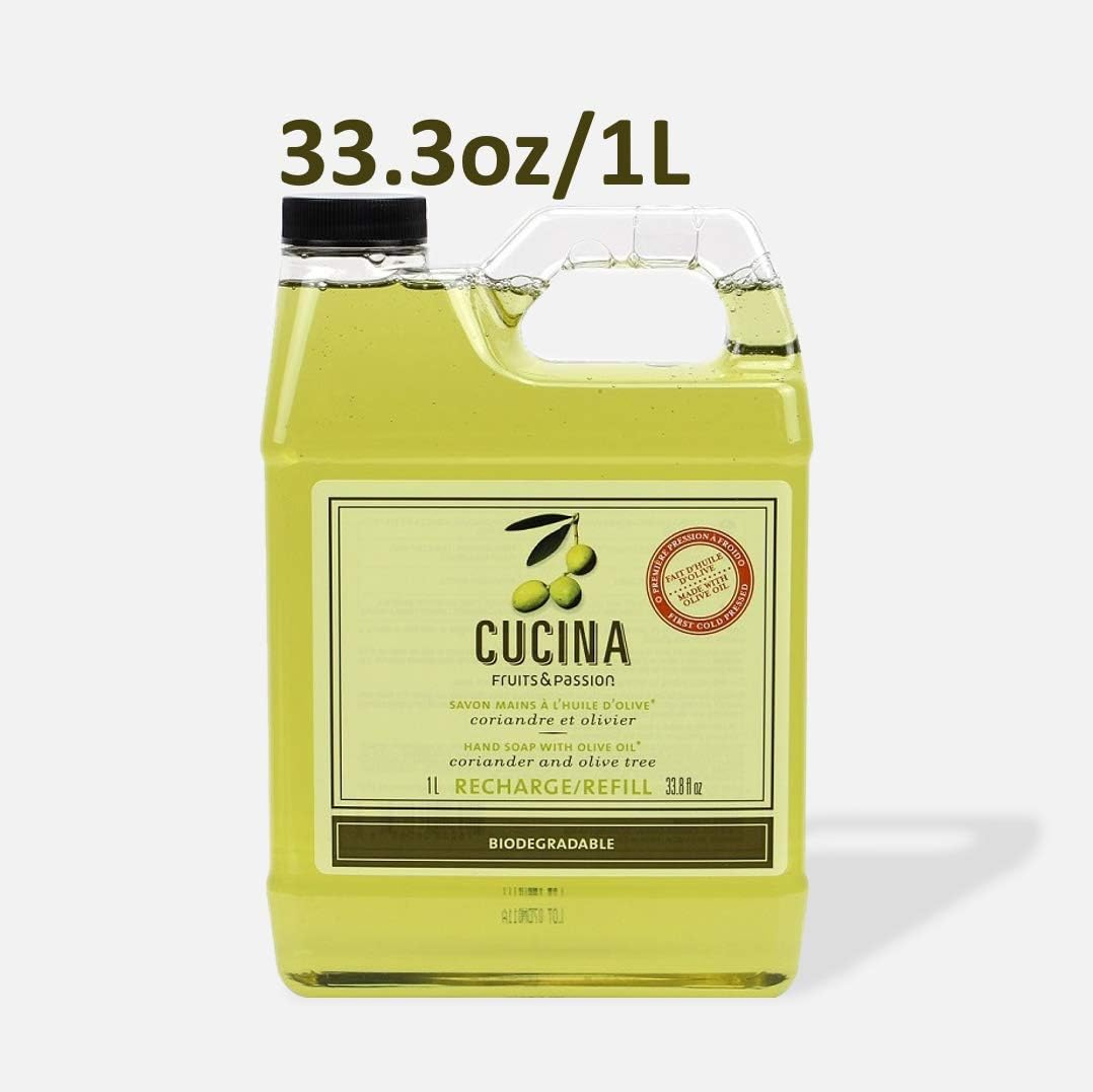 Cucina Purifying Hand Wash Refill, 33.8 Oz Plastic Jug (2, Coriander and Olive Tree) image number 3