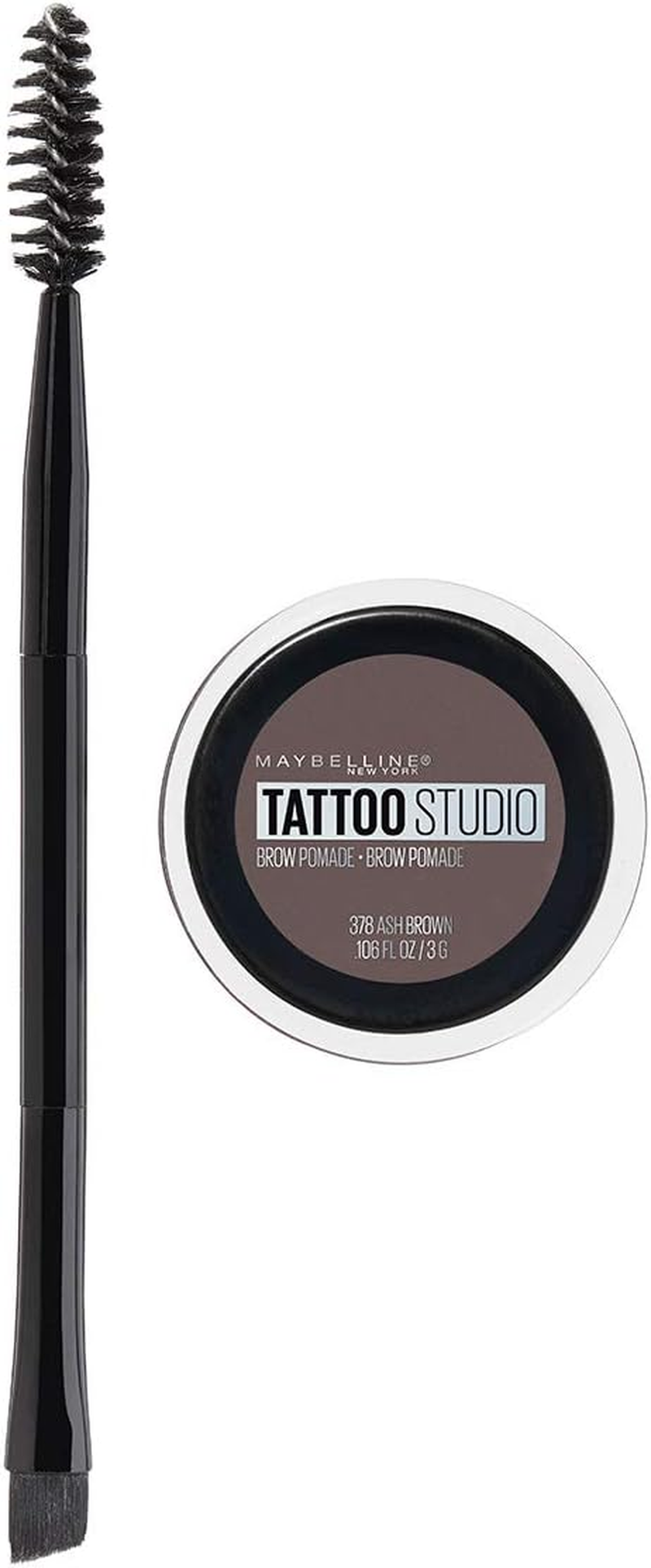 Maybelline New York Tattoostudio Brow Pomade Long Lasting, Buildable, Eyebrow Makeup, Deep Brown, 1 Count