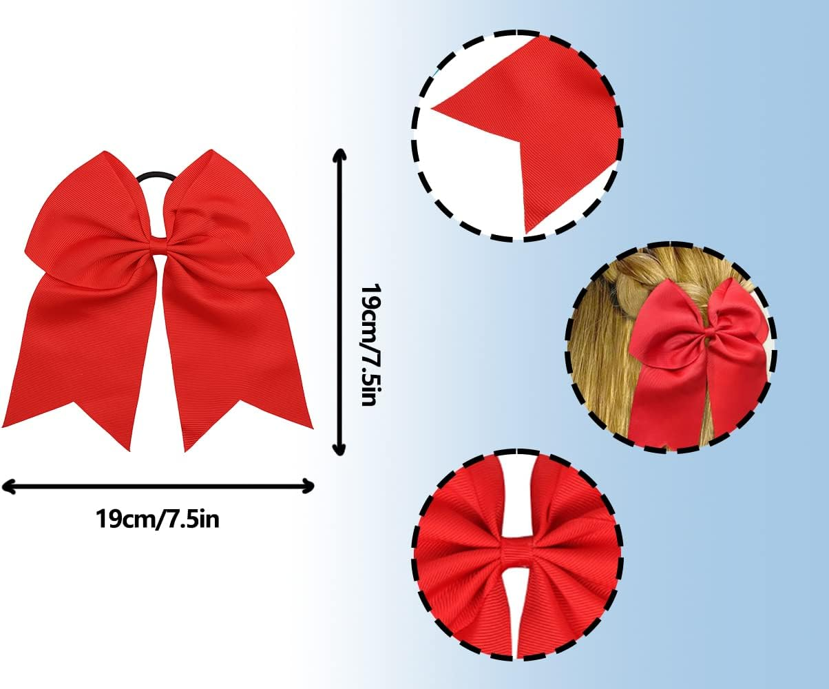 KAPSING Pack of 2 Hair Bows, Large Red Bows Hair Bows, Ponytail Holder, 19 Cm Cheerleader Bow, Hair Accessories, Headpiece image number 4