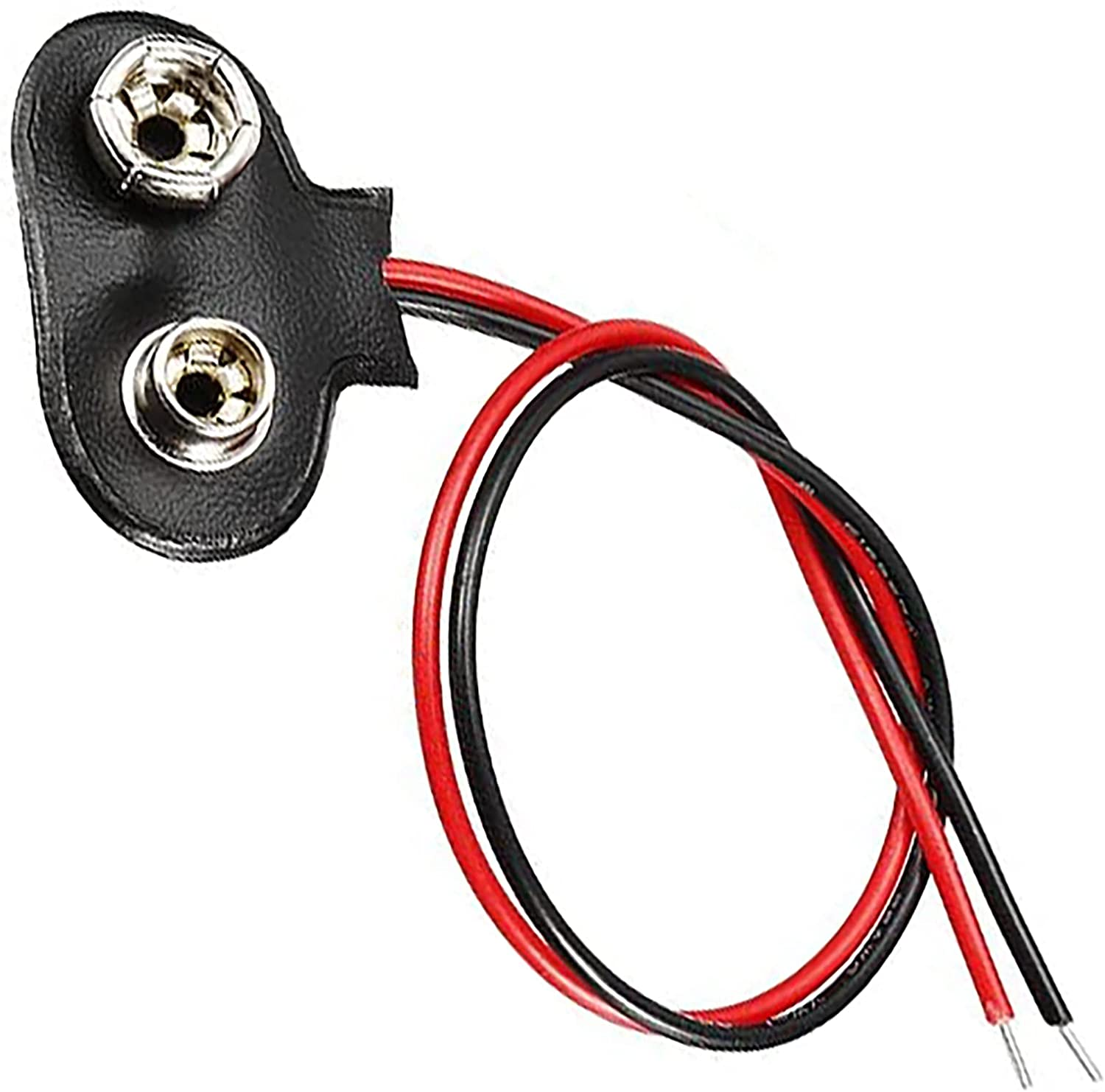 9V Battery Clip Connector, Tunghey 10 Pack 9V Battery Clip Connector, T Type Faux Leather Long Cable Housing Connection image number 1