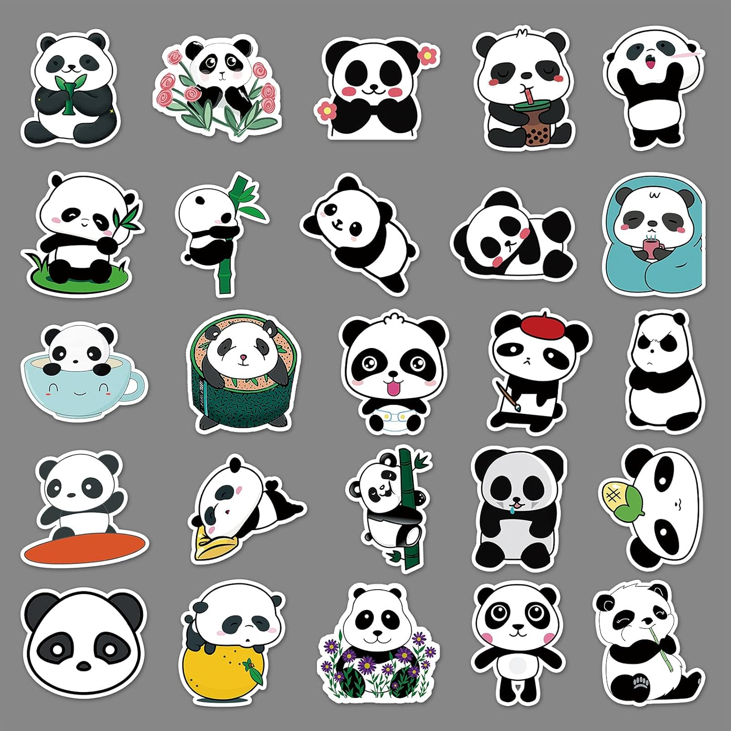Panda Stickers,50 PCS Panda Graffiti Vinyl Waterproof Decals for Water Bottles Computer Bicycle Skateboard Luggage Phone Pad Laptop Kids Teens Stickers Pack - Blue image number 6