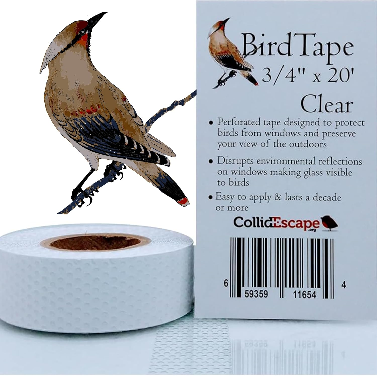 COLLIDESCAPE Spiderweb Clear Bird Tape for Windows (3/4" X 20' - Covers 1 to 2 Windows) | Bird Strike Prevention Decals image number 3