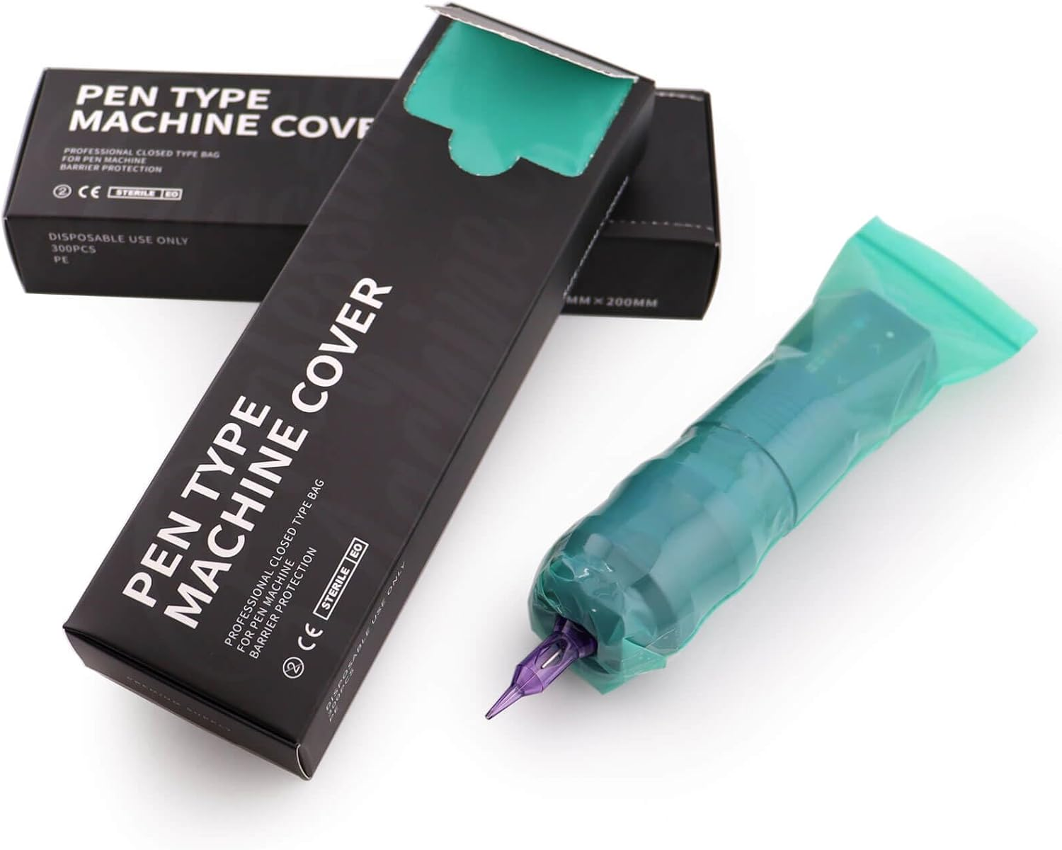 300Pcs Tattoo Machine Covers Sealable Type - 2.4&times;8 Inch Jungle Green Tattoo Pen Covers Machine Bags Sleeves for Cartridge Tattoo Machine - Professional Tattoo Supplies & Accessories image number 3