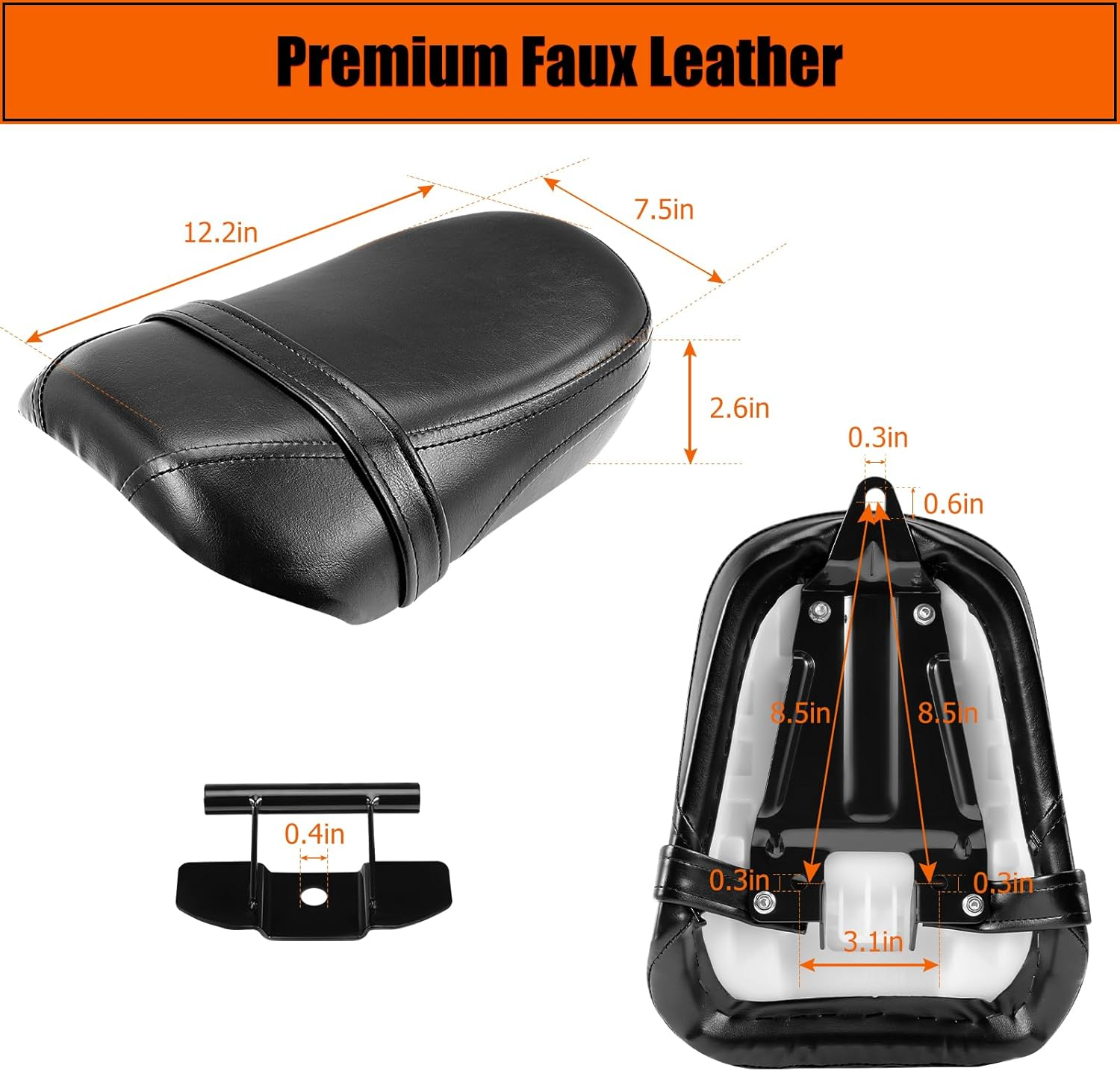 Motorcycle Passenger Seat & Foot Pegs for Kawasaki, Rear Seat Pillion Footpeg Kit Replacement Accessories for Kawasaki Vulcan S 650 VN650 2015-2024 image number 4