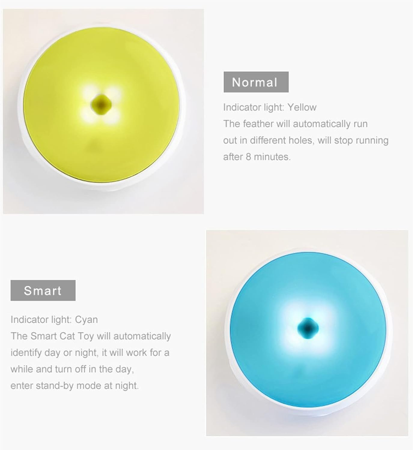 EVTSCAN Cat Feather Turntable Toy, with Sound and Light, Interactive Smart Electric Cat Toy, Offers Three Modes, Pet Supplies for Cat Kitten image number 5