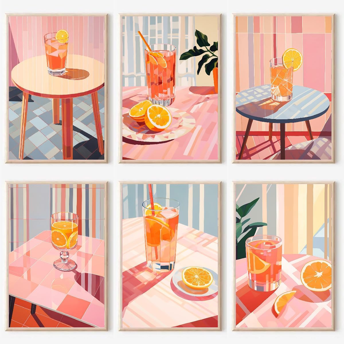 6 Pack Paint by Numbers Kit for Adults, DIY Orange Juice Acrylic Paint by Number Kits on Canvas without Frame, Cocktail Adult Paint by Number Art and Craft for Home Wall Decor 7.8X11.8Inch image number 1