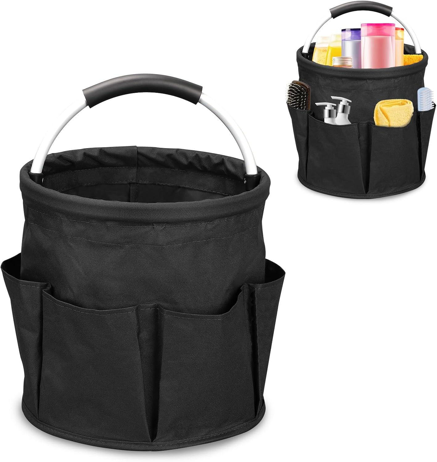 Cleaning Caddy Bag with Handle, 17L Cleaning Products Organiser Adjustable Gardening Tool Storage Bag, Caddy Organiser Large Multi Pocket Bucket Tool Bag for Home, Car (Navy Blue)