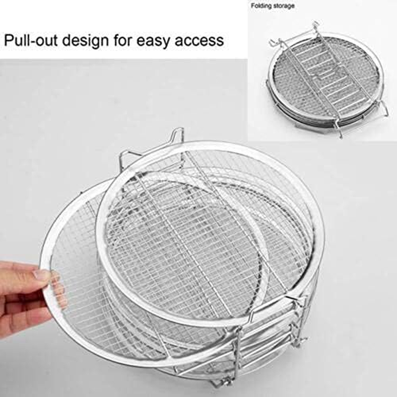 Grill Stand for Air Fryer, Dehydrator Stand for Ninja Foodi Accesories, with Five Stackable Layers Food Grade Stainless Steel Dehydrator Rack/59 image number 2