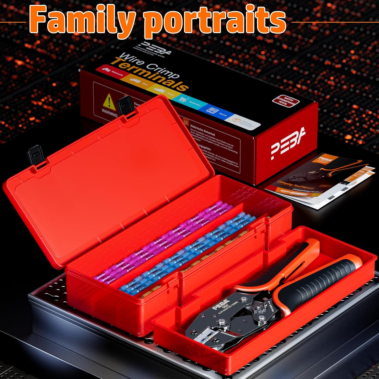 PEBA Crimping Tool for Heat Shrink Connectors 22-10 AWG, with 3 Sizes Heat Shrink Butt Connectors Kit - Ratcheting Wire Crimpers - Electrical Crimping Tool Pliers - Ratchet Terminal Crimper（Ul Listed） image number 3