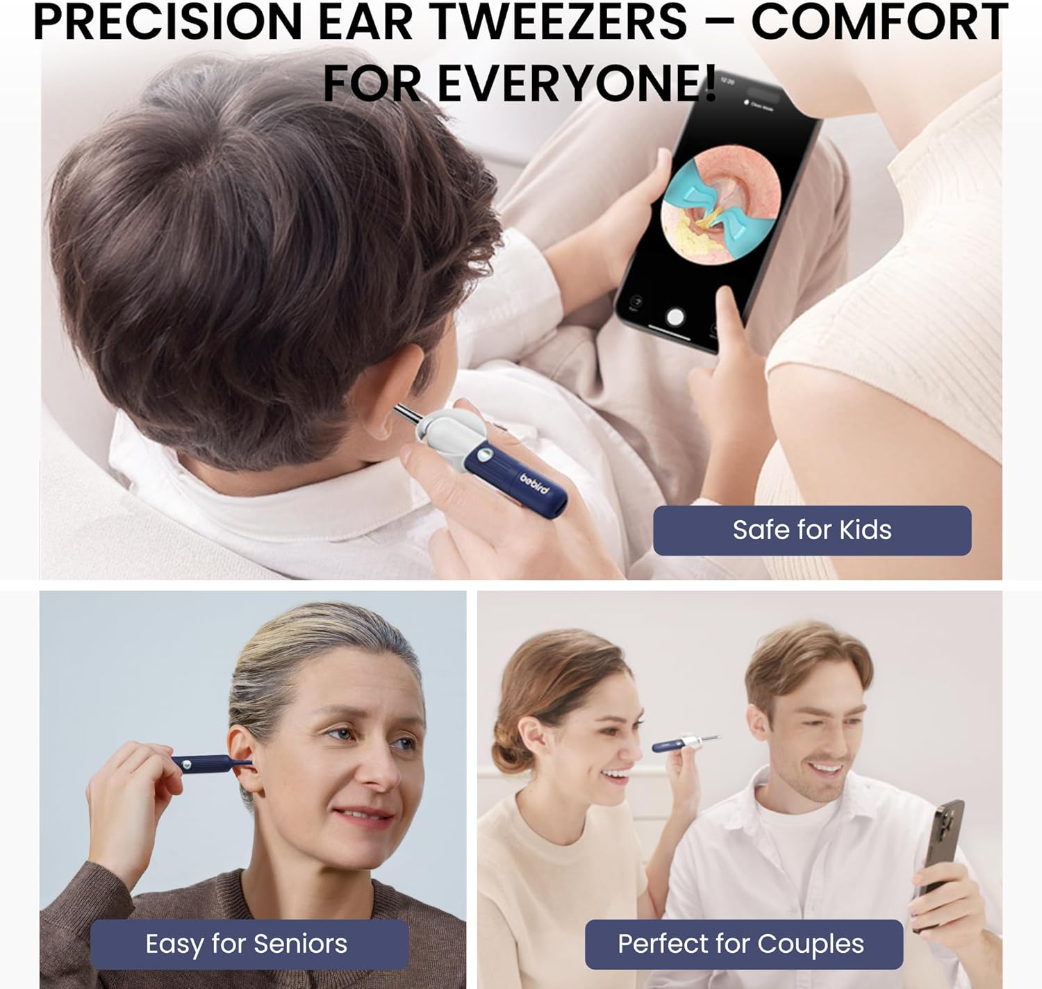 Bebird Earwax Remover, Earsight plus Otoscope,Flexible Ear Scope Otoscope Camera Light 1920P Hd,Ear Cleaner with Portable Case for Adults,Kids,Ios,Android（Dark Blue） image number 1