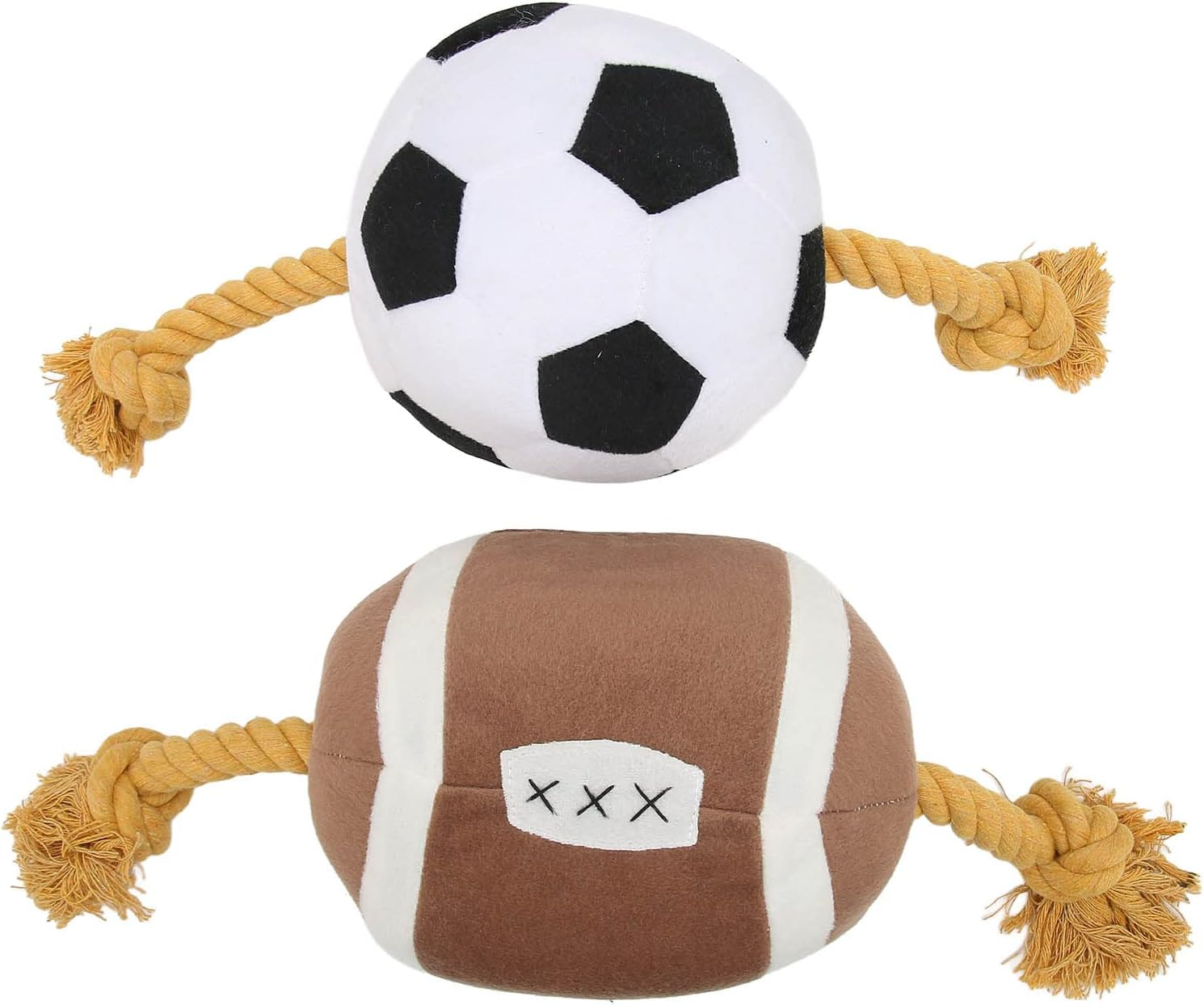 Football Dog Toy, Outdoor Interactive Fun Cotton Rope Football Puppy Toy, Interactive Dog Toys Tug of War Dog Toy Outdoor Dog Ball for Small Medium Large Dogs image number 2