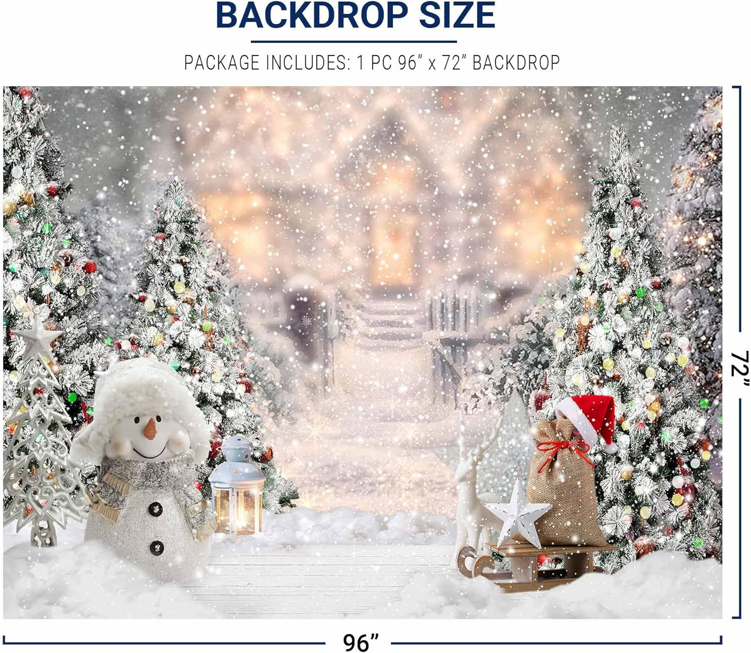 Allenjoy 8X6Ft Winter Christmas Backdrop for Photography Snowman Pine Tree Snowflake Portrait White Background Newborn 1St Birthday Children Baby Shower Party Decorations Photo Shoot Props Supplies image number 4