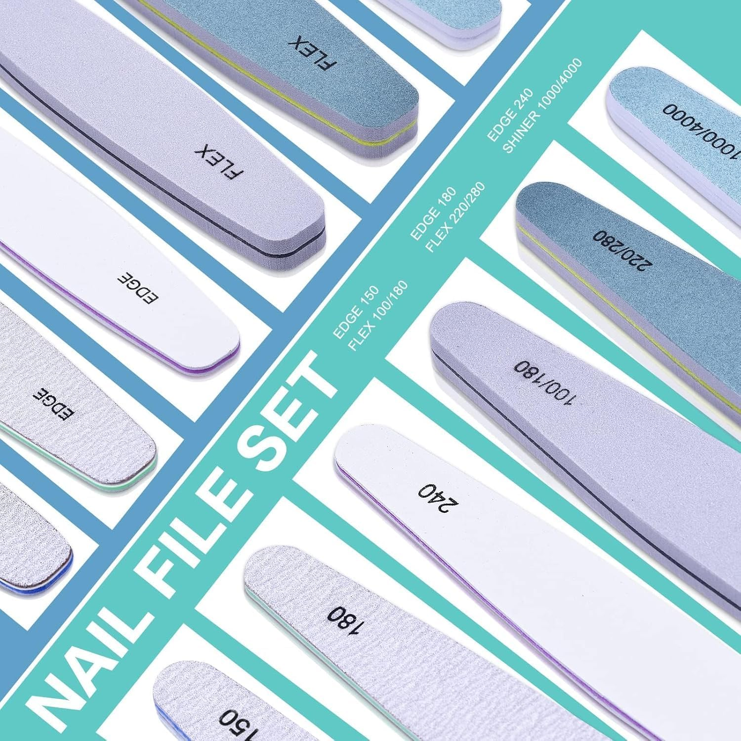 6 Pcs Nail File & Buffer Set - Multi-Grit Kit for Acrylic & Natural Nails (100-4000 Grit) - Soft Gel Files, Buffers & Emery Boards for Home Salon & DIY Use image number 4