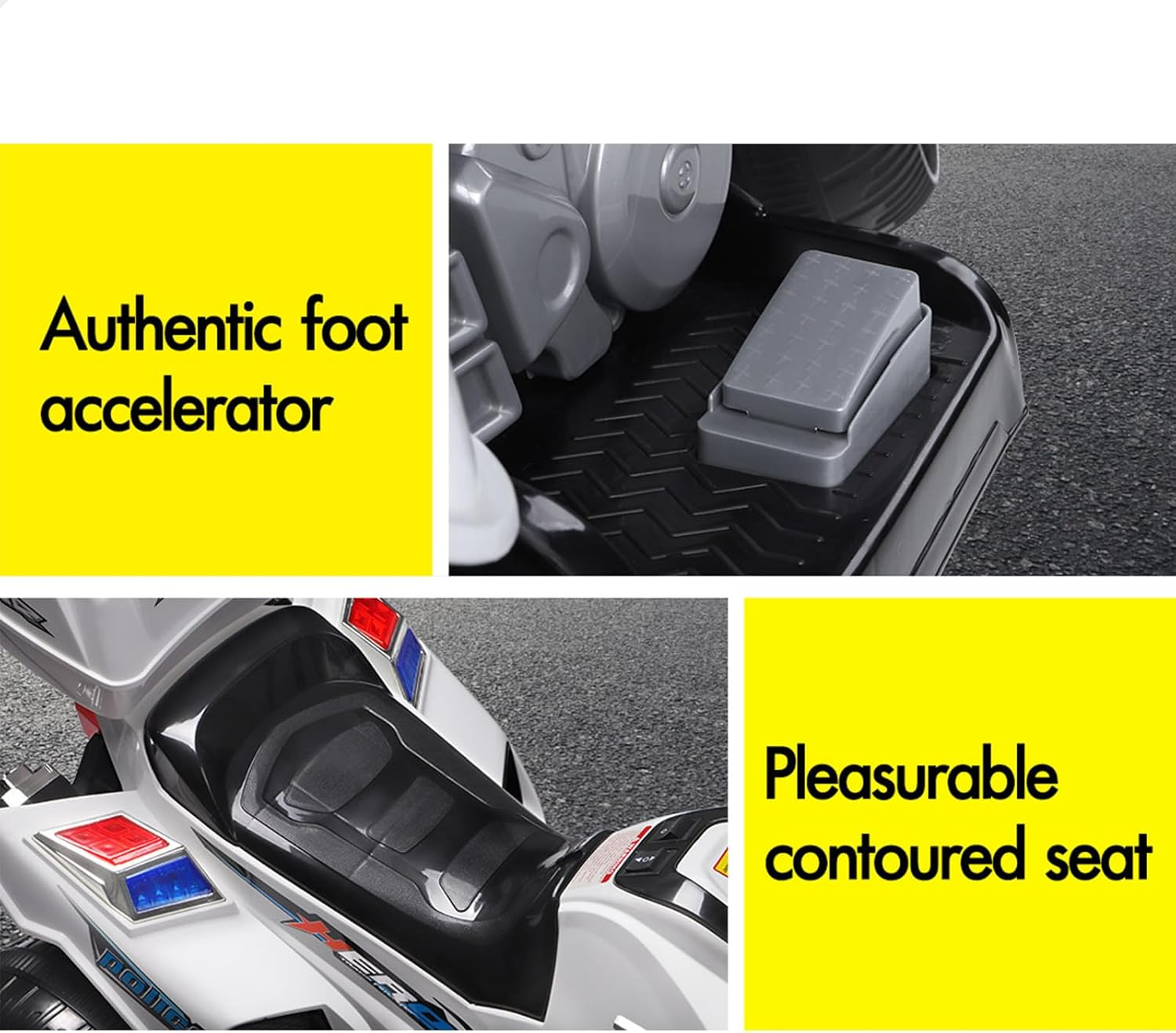 ALFORDSON Kids Ride on Car Motorbike 12V Eletric Dual Motor, Toy Tricycle with Music Player & Brilliant Lights, Ride-On Design Children Vehicle for Toddler, S1K Inspired, White image number 5