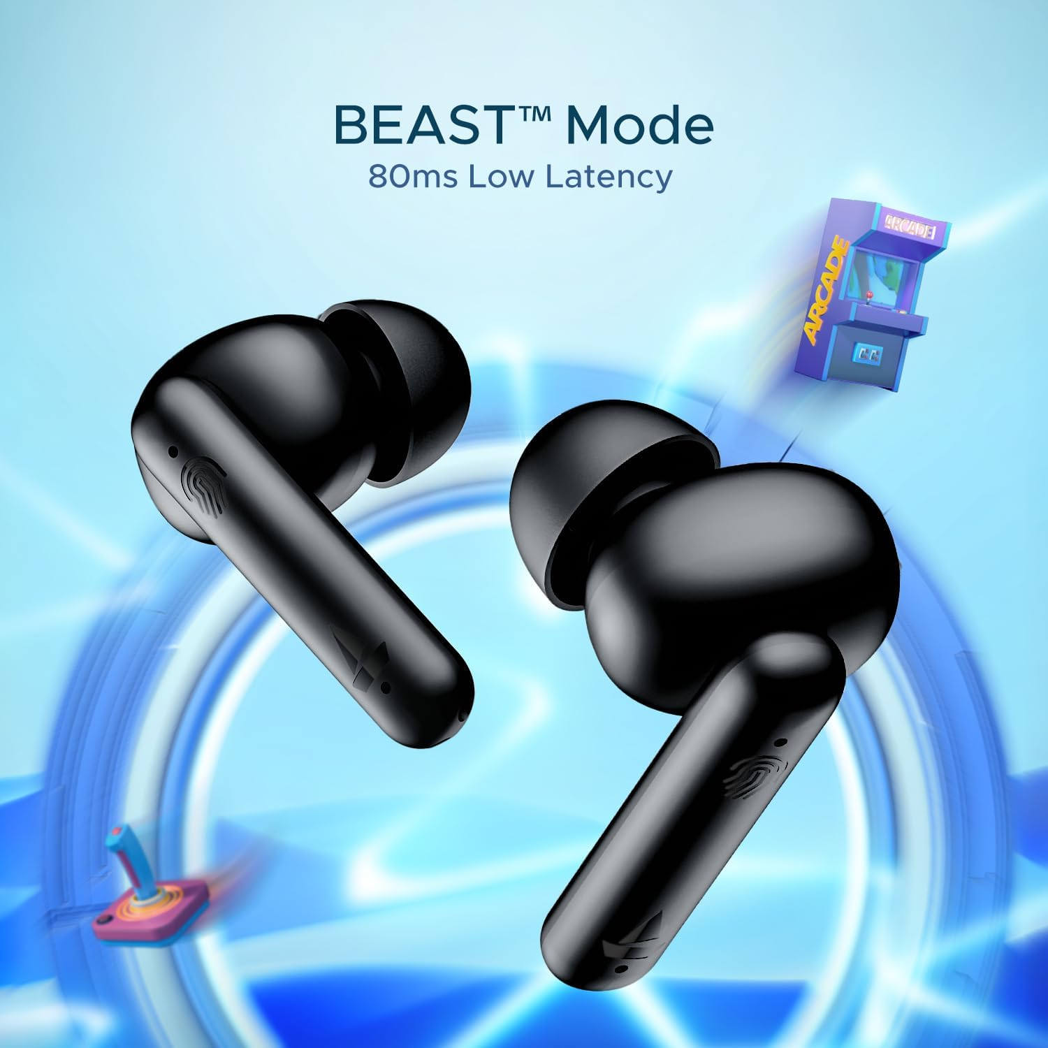 Boat Airdopes 141 Bluetooth Truly Wireless in Ear Earbuds with Mic, 42H Playtime, Beast Mode(Low Latency Upto 80Ms) for Gaming, Enx Tech, ASAP Charge, IWP, IPX4 Water Resistance (Bold Black), One Size image number 5