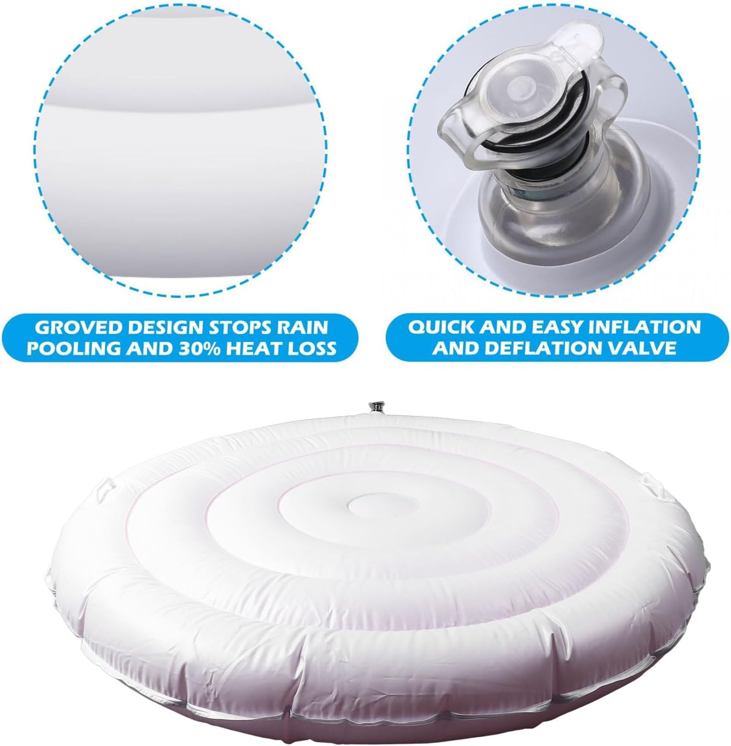 Inflatable Spa Cover, 4.5Ft Inflatable Hot Tub Cover PVC Round, Universal Rapid Inflation Insulated Hot Tub Lid, round Insulated Hot Tub Lid Dust Proof Thermal Insulation for Hot Tub