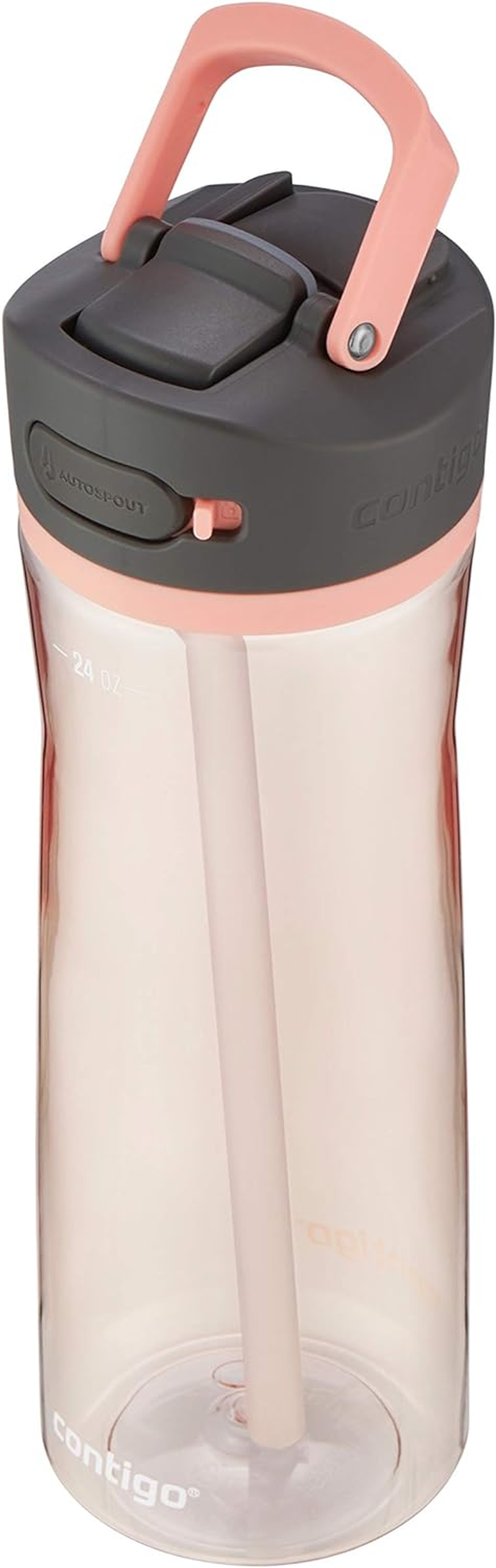 Contigo Ashland 2.0 Leak-Proof Water Bottle with Lid Lock and Angled Straw, Dishwasher Safe Water Bottle with Interchangeable Lid, 24Oz Pink Lemonade