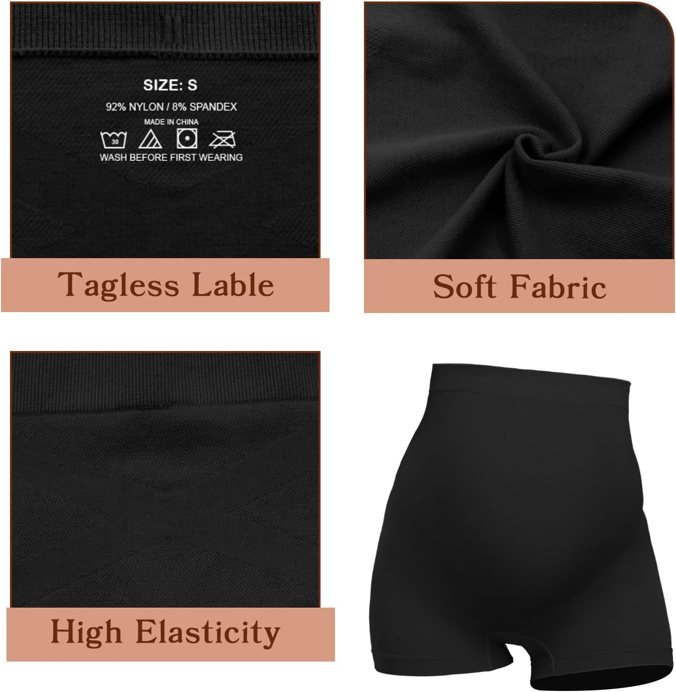 Seamless Maternity Underwear over Belly Support Boyshorts, Pregancy Shapewear Panties for Women image number 1