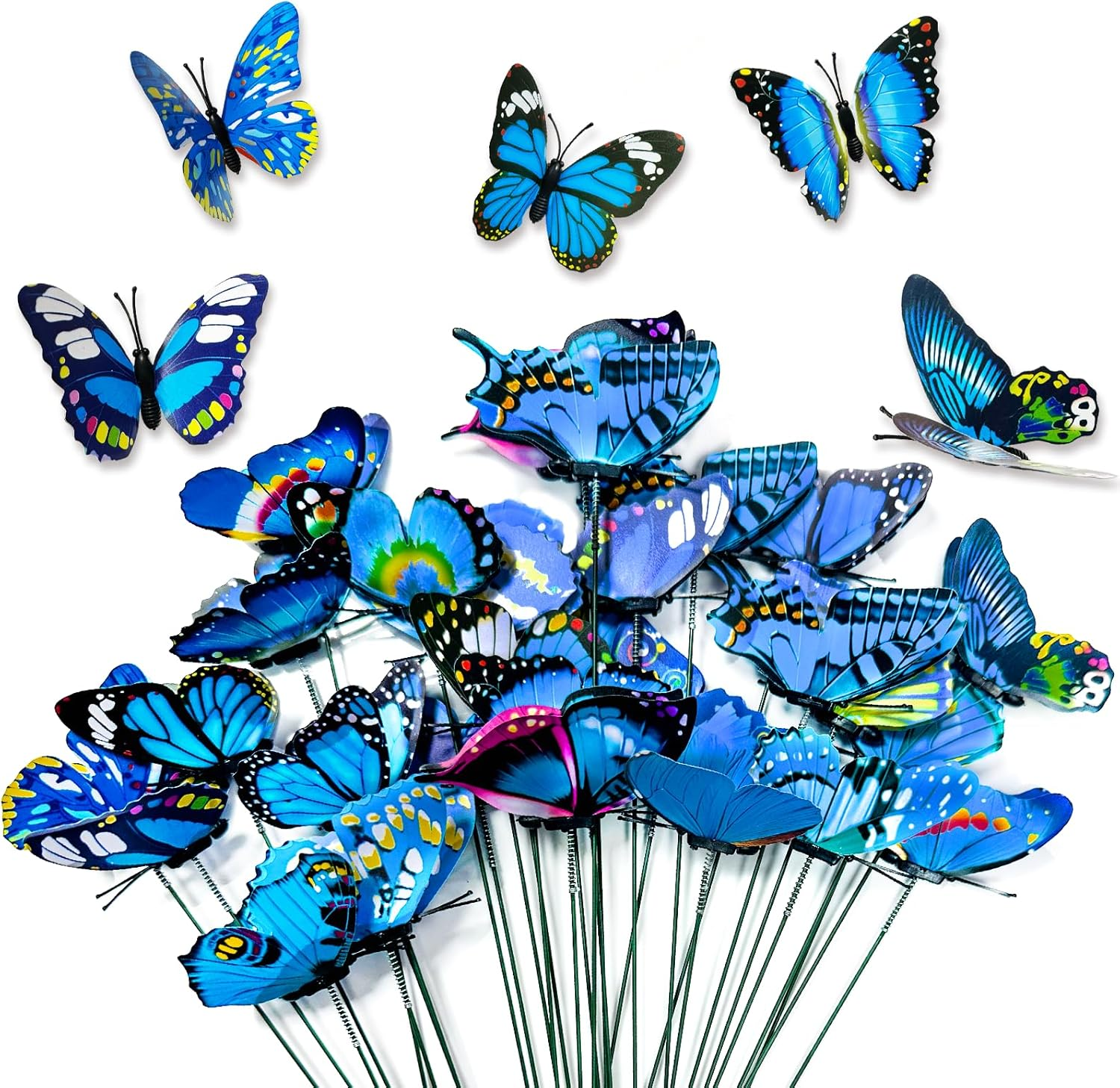 TEAONE Waterproof Butterflies Decoration, 30 PCS Garden Butterfly Sticks for Fence, Yard, Lawn, Patio (25 X 7Cm) image number 6