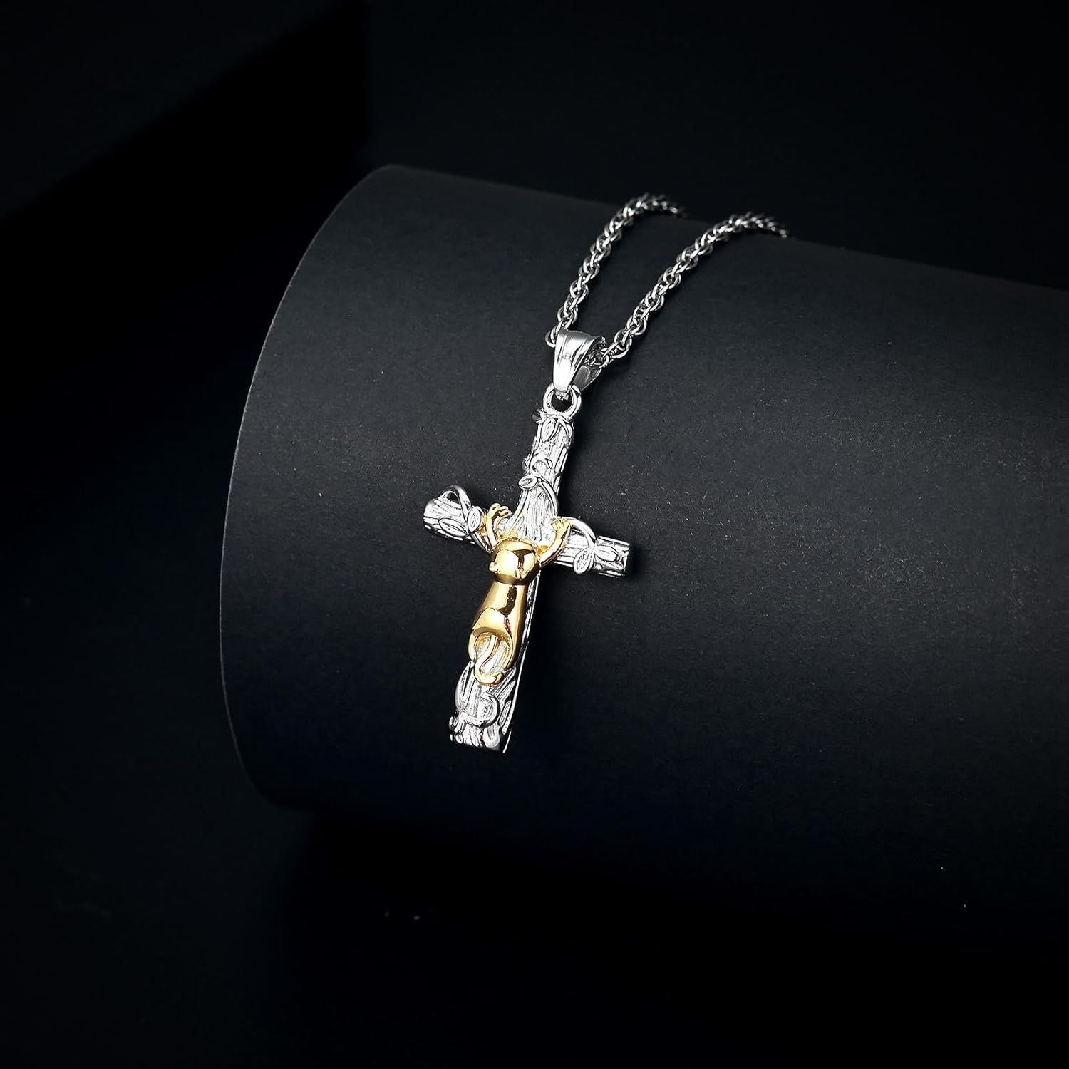 QGJNSGC Cross Cat Urn Necklace, Pet Cremation Jewellery for Ashes, Memorial Ashes, Keepsake, Cat Urn Pendant for Animal Ash Necklace image number 6