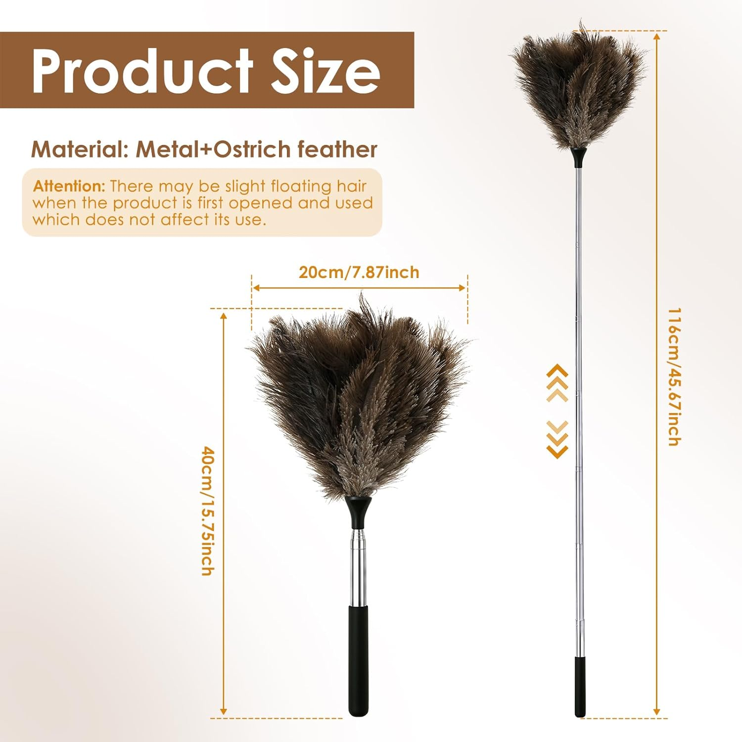 Extendable Ostrich Feather Duster, anti Static Reusable Cleaning Tool, Household Duster for Furniture High Place (Black) - Red image number 3