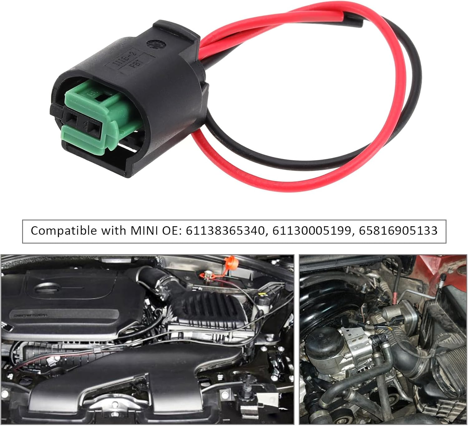 Be in Your Mind 2Pcs Ambient Air Temperature Sensor & Plug Wires 61138365340 61130005199 65816905133 Compatible with BMW MINI Exterior Ambient Air Temp Sensor image number 1