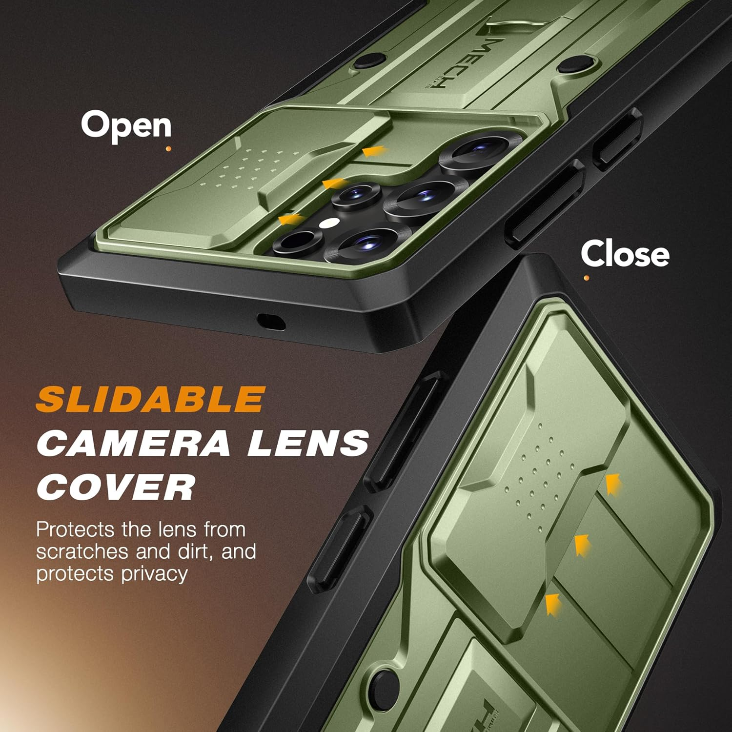 TONGATE for Samsung Galaxy S25 Ultra Case, [Built-In Slide Camera Cover & Screen Protector] [2 Front Frames] Full-Body Heavy Duty Shockproof S25 Ultra Phone Case with Stand & Belt Clip Holster, Green image number 6