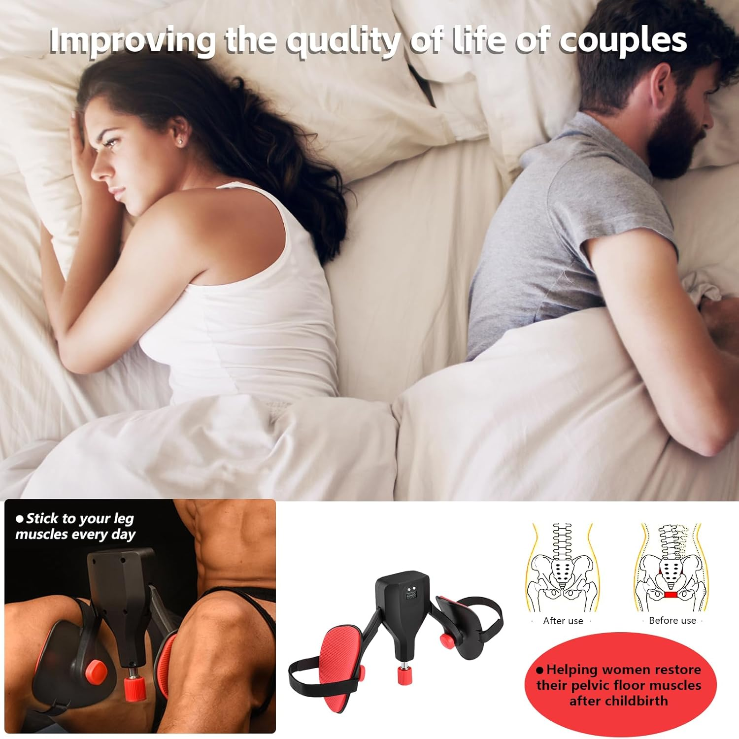 Thigh Master Hip Trainer Kegel Exerciser, Hip Trainer Exercise Equipment,Adjustable Leg and Inner Thigh Strength Exercise Equipment，Legs Workout Equipment for Men ， Kegel Exercise Products for Women image number 2