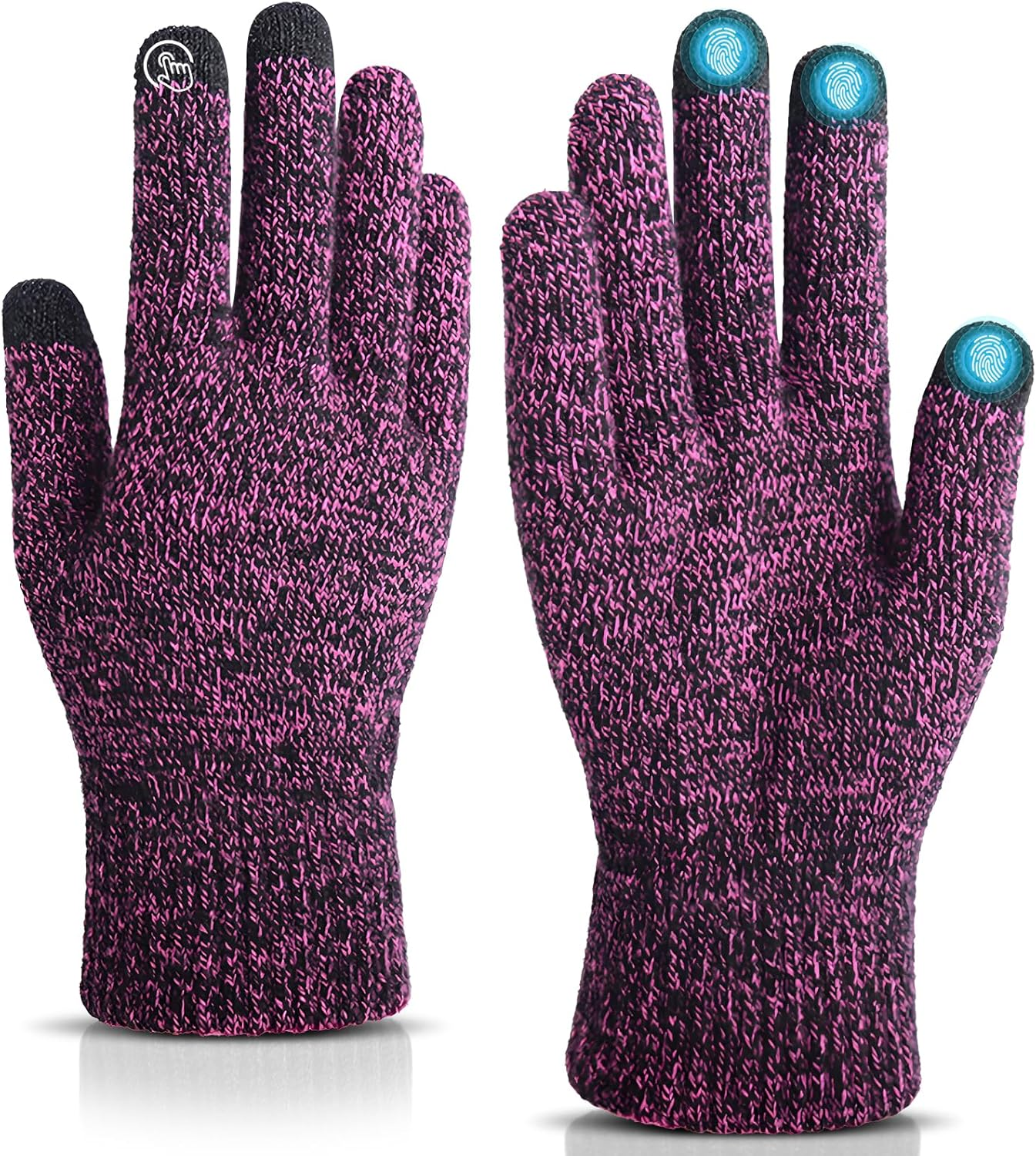 Beitier Knitted Gloves for Women, Winter Gloves with Touchscreen Control, Thermal Warmth for Commuting, Skiing, Running, Stretchy Unisex Design, Fall & Winter Essentials image number 2