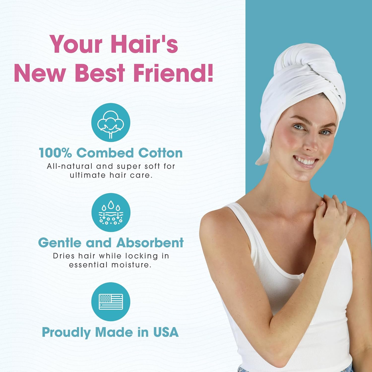 Hair Repear Ultimate Hair Towel - anti Frizz Absorbent Premium Cotton Product to Enhance Your Healthy Natural Hair Perfect for Plopping Wrapping Scrunching Curly Wavy or Straight Hair - Large 29X45In