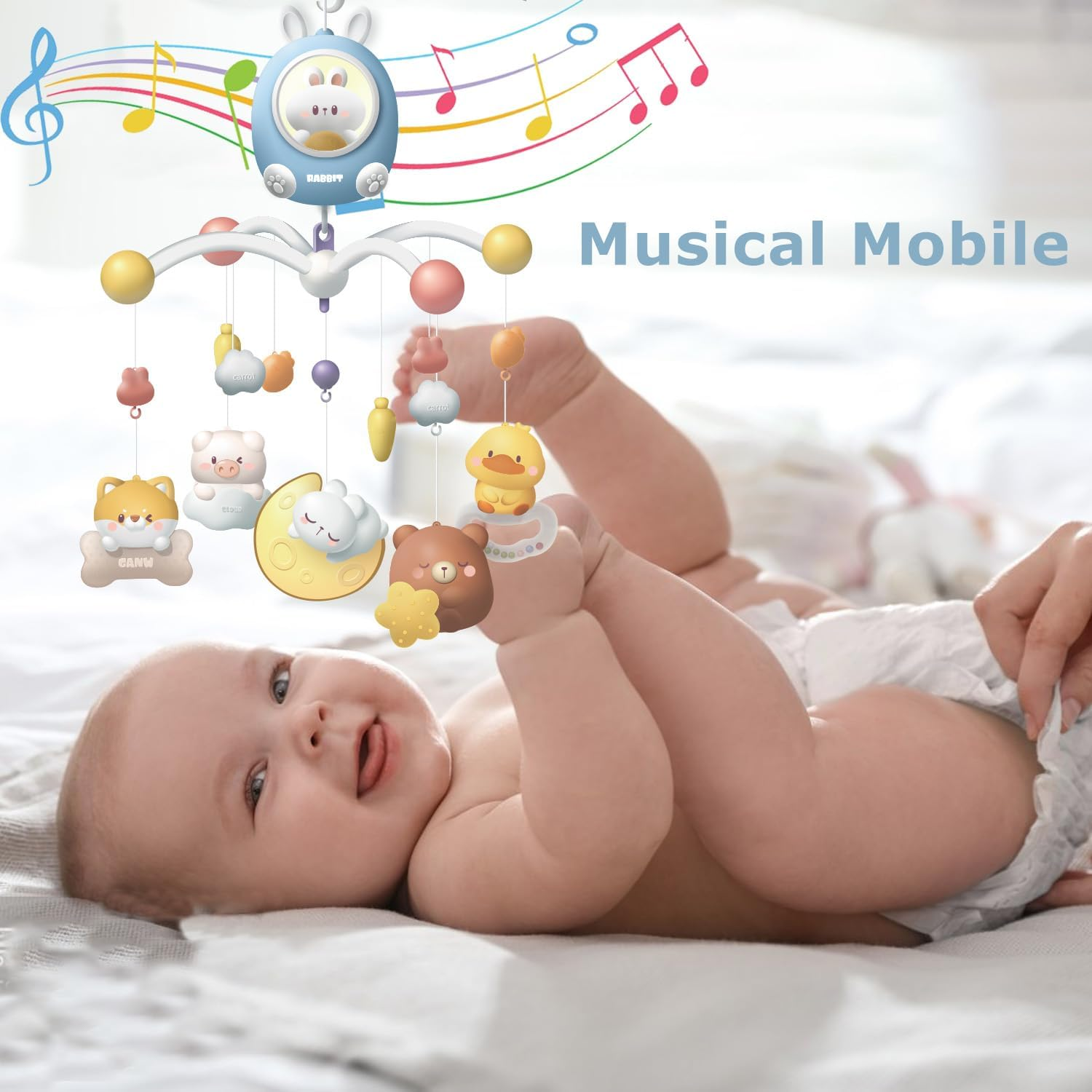 Baby Crib Mobile with Music and Night Light, Mobile for Crib with 360&deg; Rotation, Nursery Bassinet Mobile, Baby Crib Toys for Newborn Infant Boys and Girls(Blue) image number 6