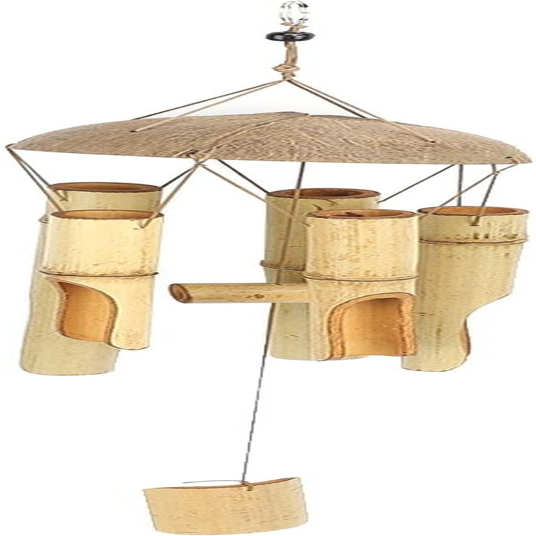 Bamboo Wind Chimes, Coconut Shell Top Hanging Decor Craft, Relaxing Melody for Garden Decor, Indoor Outdoor, Home, Balcony image number 6