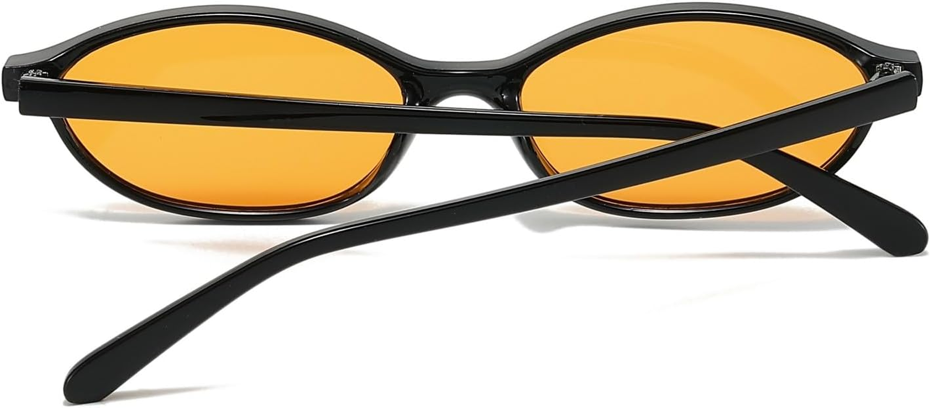 BAWUYI Retro Oval Sunglasses for Women Men Chic Small Narrow 90S Glasses Cat Eye Y2K Shades Trendy Sunnies - Black Frame - Grey Lens image number 7