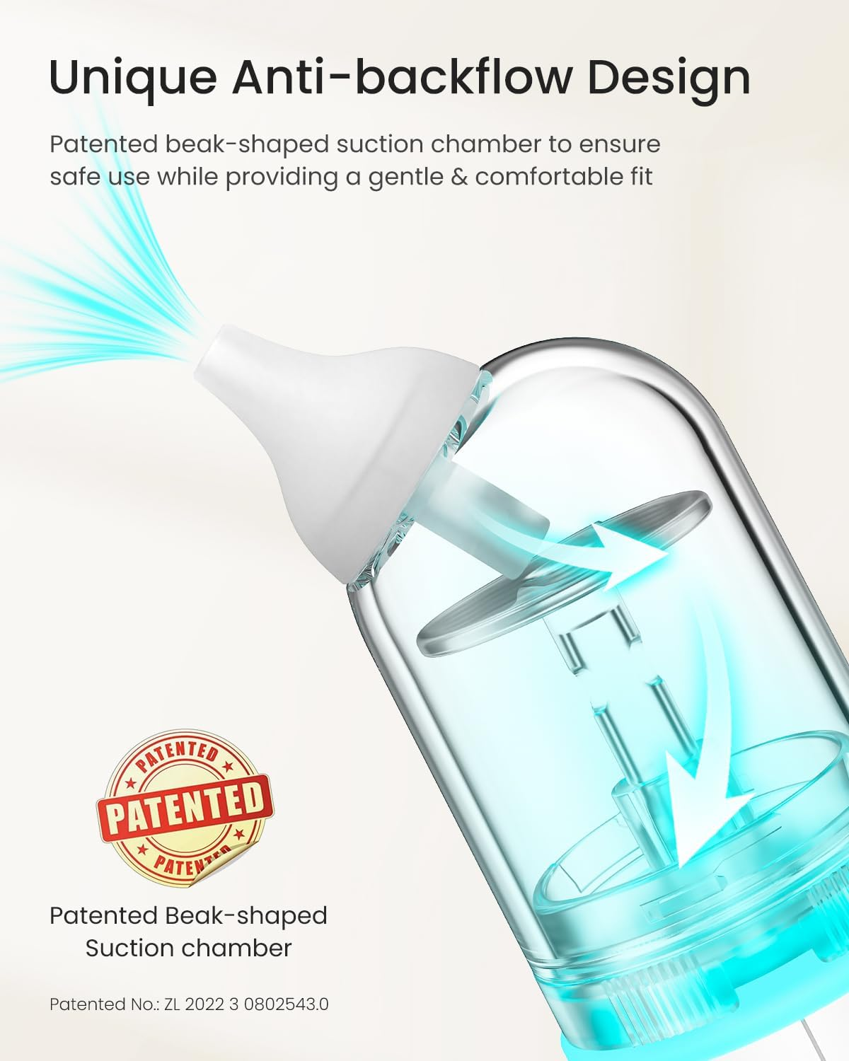 GROWNSY Baby Nasal Aspirator, Upgraded 5 Suction Levels Baby Nose Sucker, IPX7 Waterproof Electric Nose Sucker for Baby, Booger Sucker for Toddlers with Automatic Cleaning & Music & Light Functions image number 1