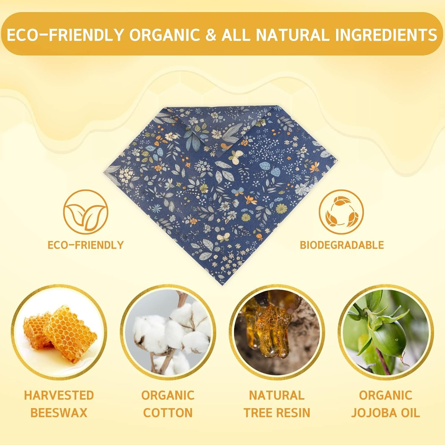 Reusable Beeswax Wrap - 9 Pack Beeswax Wraps for Food, Eco-Friendly Food Wraps, Bread Sandwich Wrapper - Organic, Sustainable, Zero Waste, Reusable Plastic-Free Food Storage Wrap, 1XL, 3M, 5S