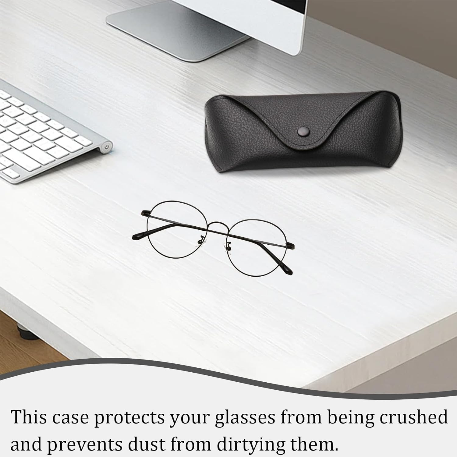 ZGWANSUI PU Leather Sunglass Eyeglass Case, Soft Eye Glasses Case for Men Women Adults, Portable Slim Reading Glasses Carrying Case