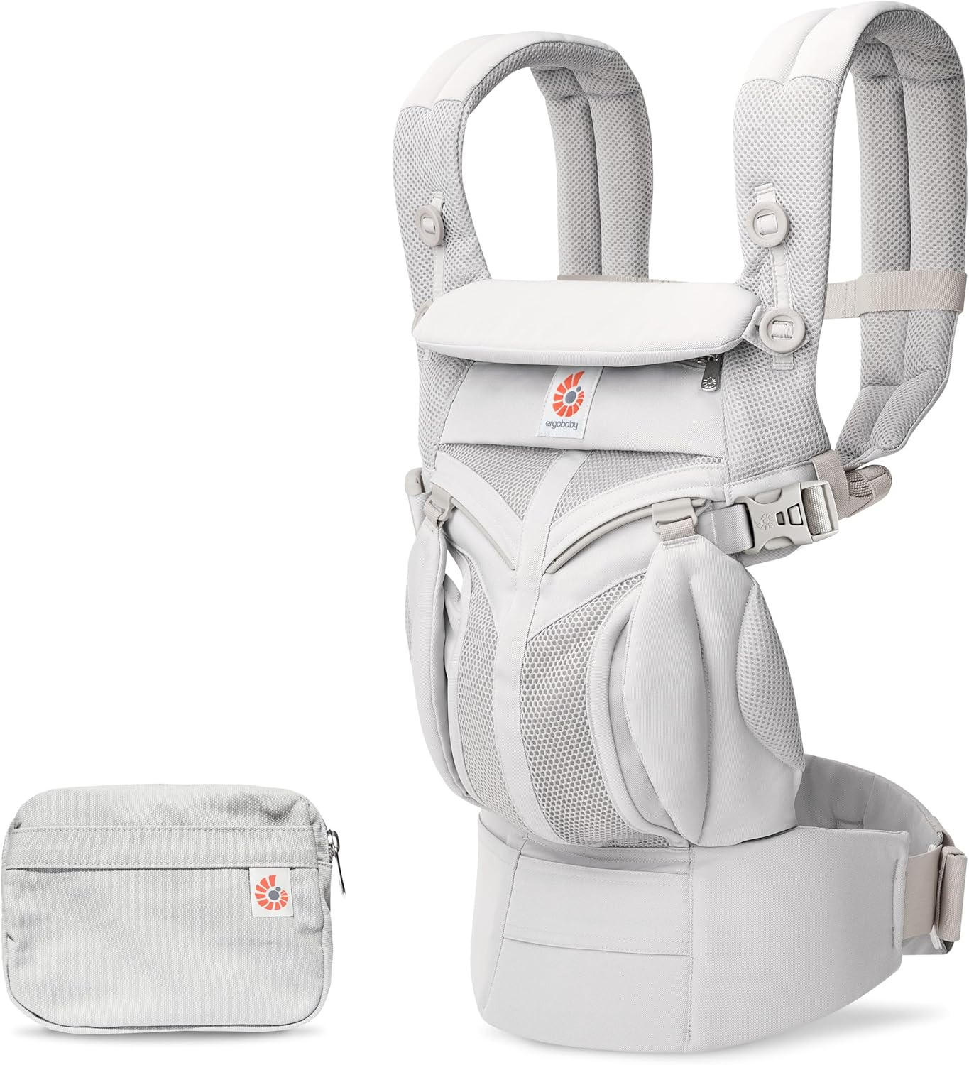 Ergobaby Omni 360 Cool Air Mesh Baby Carrier - All-In-One Newborn to Toddler Carrier (7-20Kg), Breathable, Ergonomic Design with Lumbar Support - Baby Travel Essentials - Pearl Grey