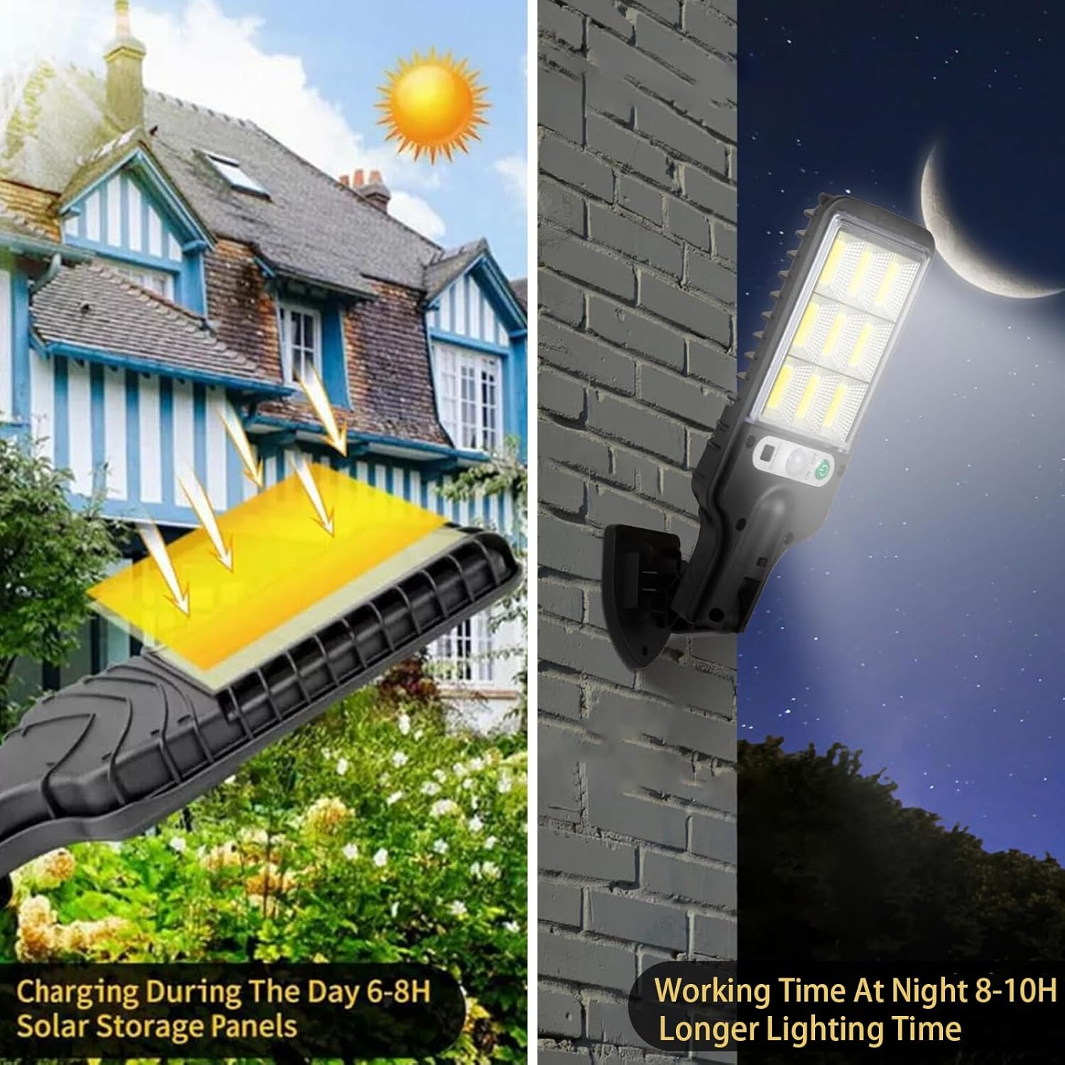 Solar Street Lights, Waterproof - Wide Angle Solar Street Lamp Outdoor with Motion Sensor, 108 Leds Solar Wall Light for Garden, Street, Deck, Yard, Garage Solar Flood Light (1 Pack) image number 6