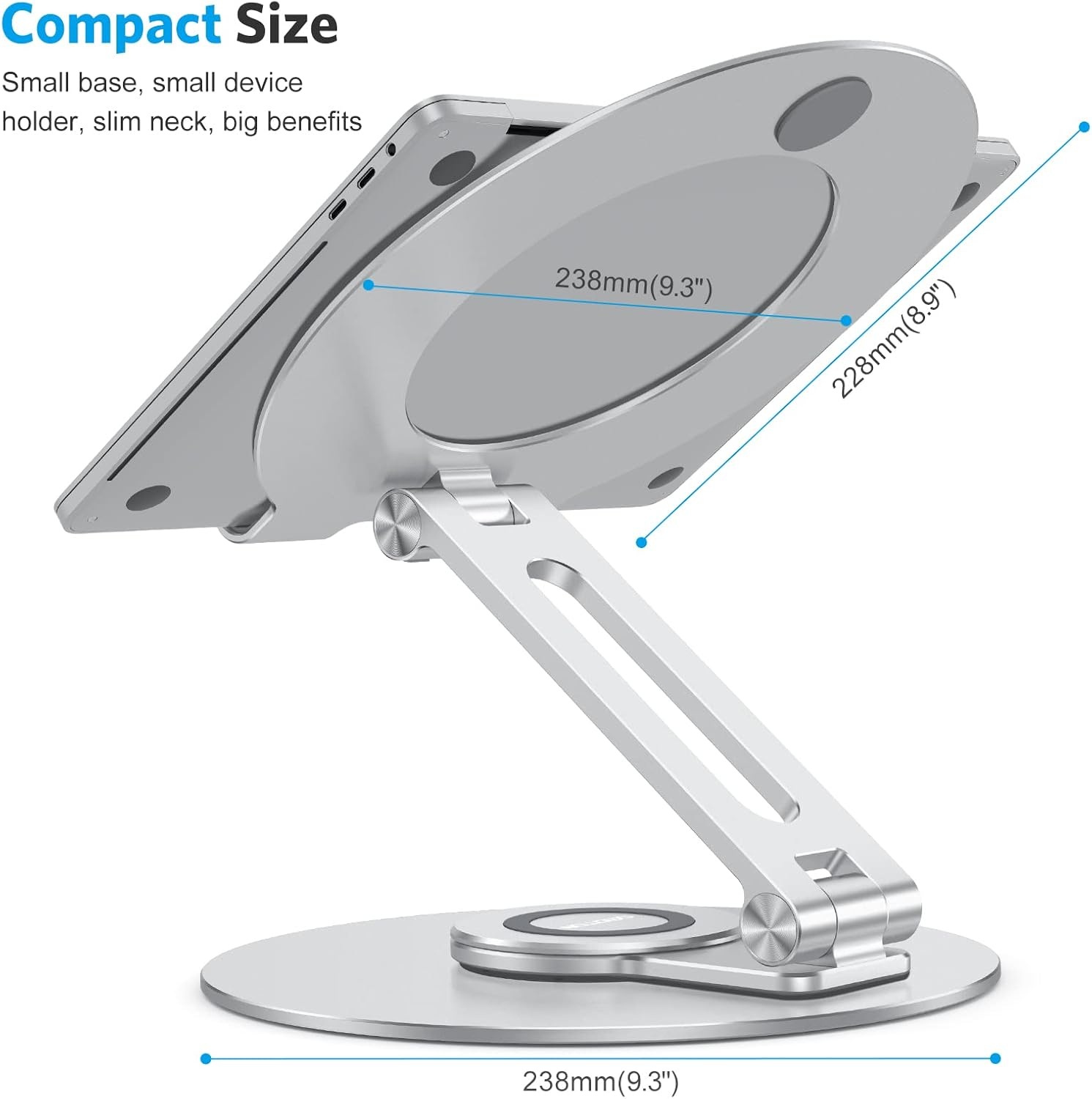 Adjustable Laptop Stand with 360 Rotating Base, OMOTON Ergonomic Laptop Riser for Collaborative Work, Dual Rotary Shaft Fully Foldable for Easy Storage, Fits Macbook/All Laptops up to 16 Inches image number 2