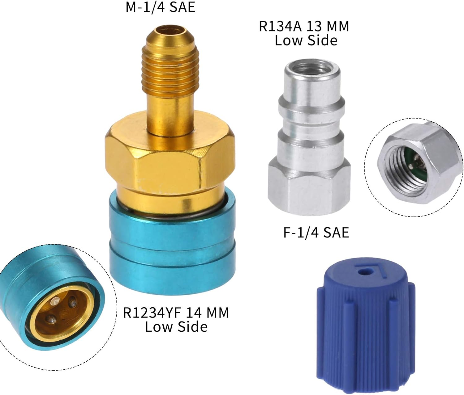 R1234YF to R134A Low Side Quick Coupler, R12 to R134A Hose Adapter Fitting Connector for Car Air-Conditioning AC Charging image number 6