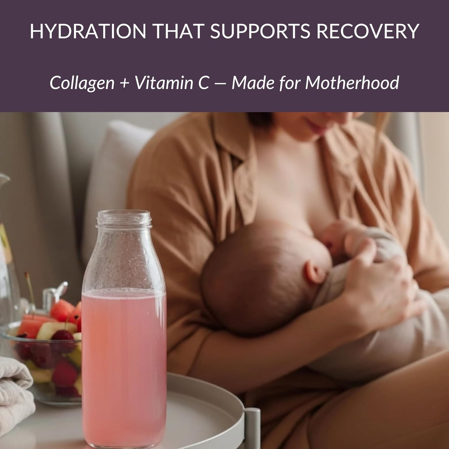 Nella Vosk Nourish Mama Recovery Hydration Powder &ndash; Collagen Protein Powder Drink with Vitamin C for Postpartum & Breastfeeding Support (No Added Sugar, Sweetened with Stevia) (150Gm, Watermelon Cherry) image number 4