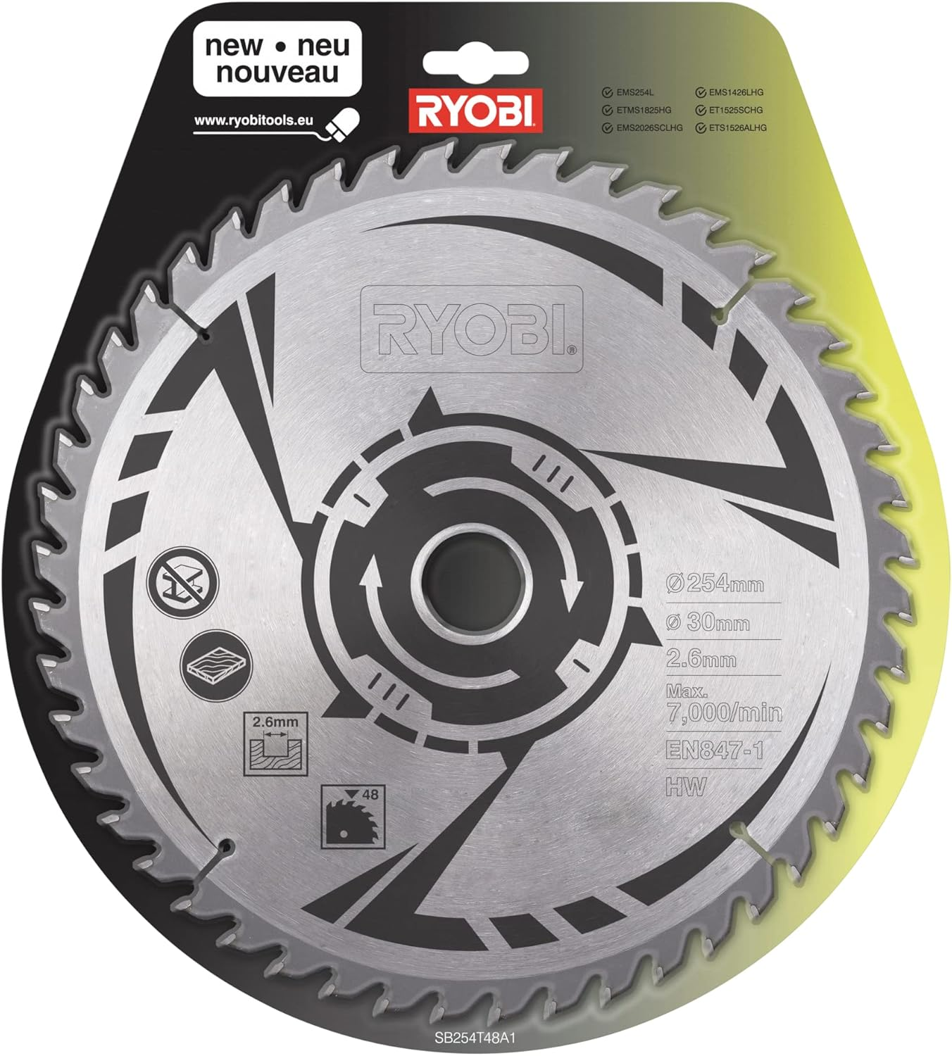 Ryobi SB254T48A1 48 Tooth TCT Mitre Saw Blade, 254 Mm image number 2