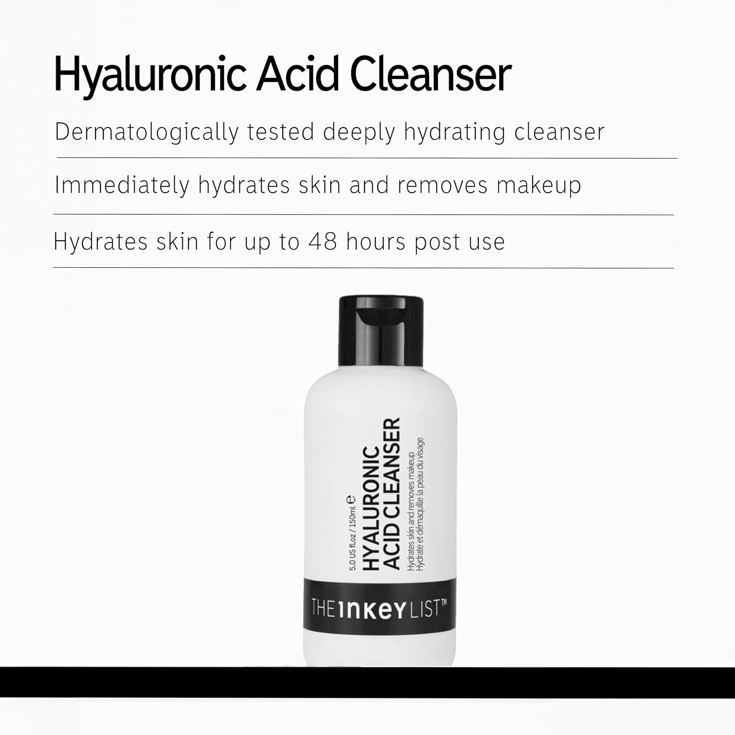 The INKEY List Hyaluronic Acid Cleanser 150Ml, Deeply Hydrating Skincare, Removes Makeup, Vegan Friendly, Suitable for All Skin Types