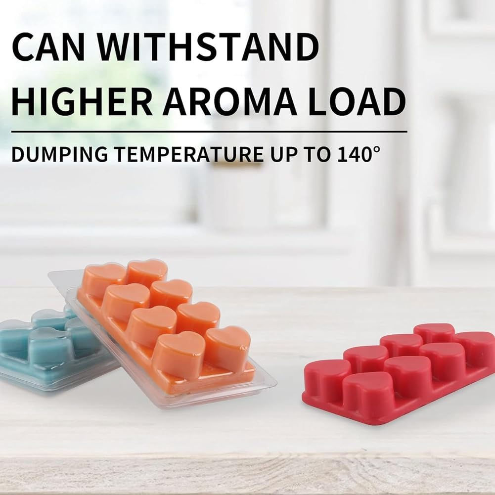Zicojia Wax Melt Containers-8 Cavity Clear Empty Plastic Wax Melt Molds-25 Packs Heart Shape Clamshells for Tarts Wax Melts. Easy Install Easy to Use image number 3